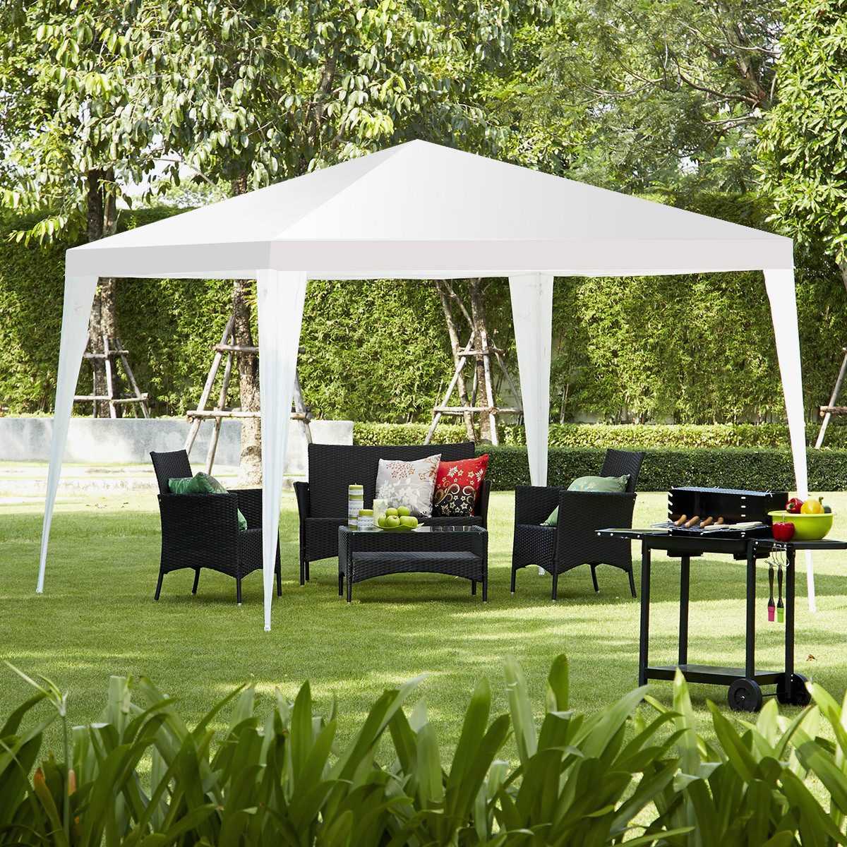 COSTWAY Pavillon, 300 x 300cm, mit Heringen & Windseilen, wasserdicht