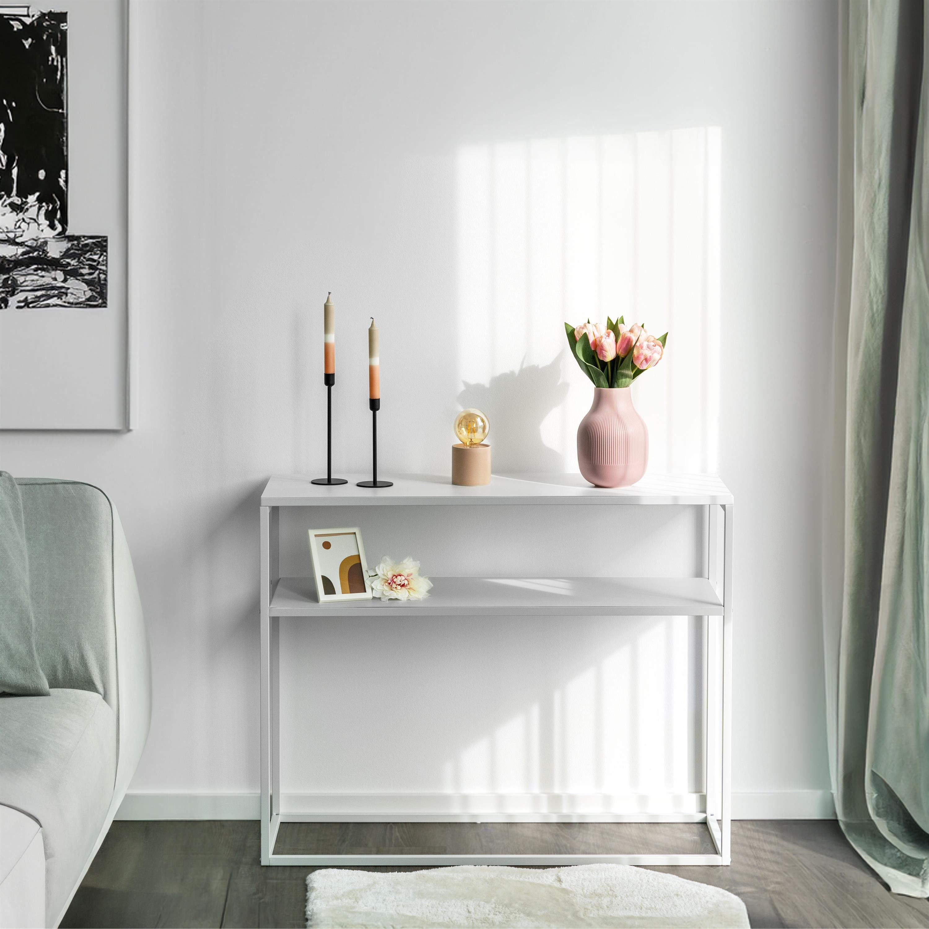 bremermann Konsolentisch mit Ablage, Standregal, Blumenhocker Metall, weiß günstig online kaufen