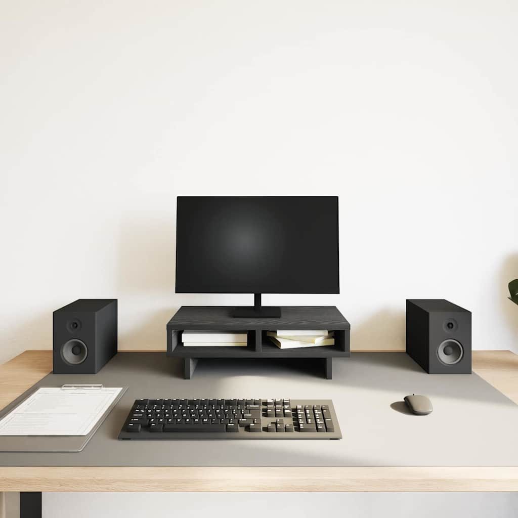vidaXL Monitorständer Monitorständer Schwarz Eichen-Optik 50x27x15 cm Holzwerkstoff – Bild 3 von 5