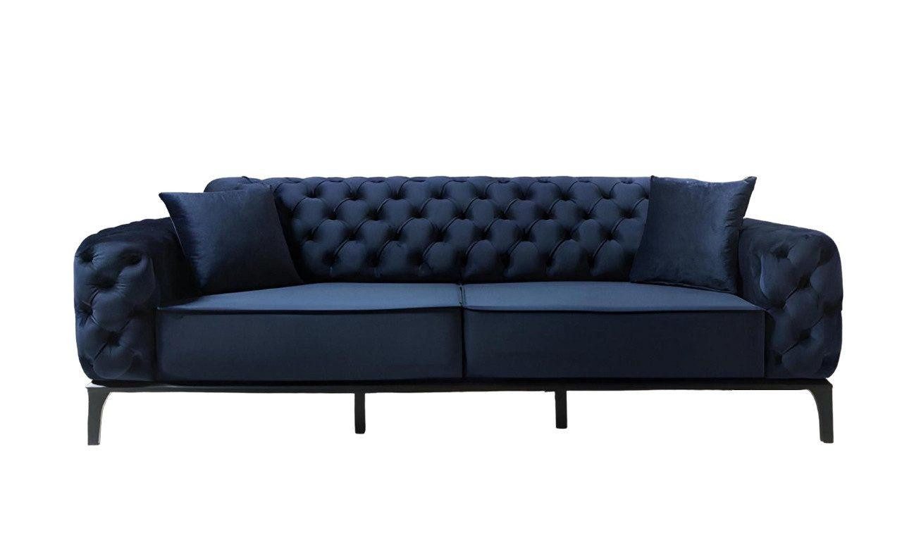 JVmoebel Chesterfield-Sofa Chesterfield Blauer 3-Sitzer Moderne Polster Luxus Edle Sitzmöbel, 1 Teile, Made in Europa