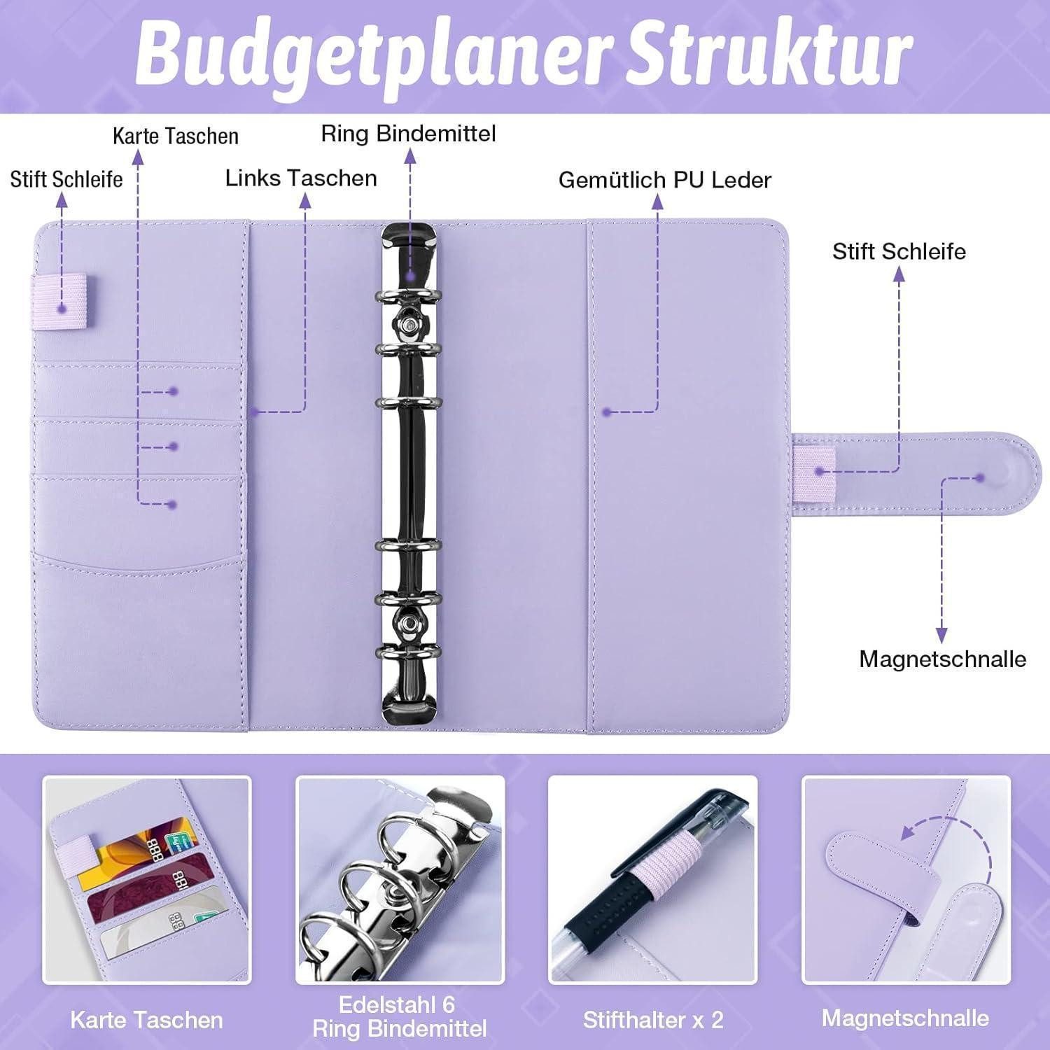 ANYUKE Organisationsmappe Budget Planner A6 Binder mit Geldumschlägen Sparbuch Organizer