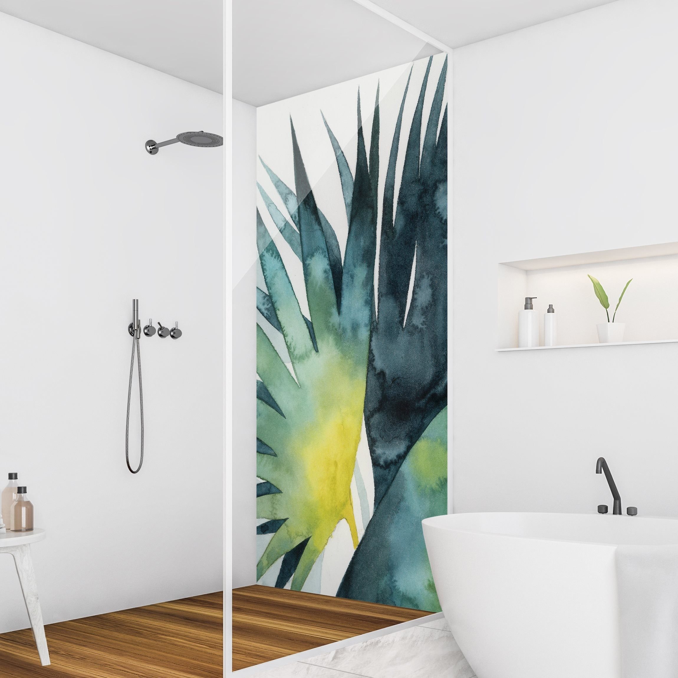 Thumbnail - Bilderdepot24 Duschrückwand Tropisch grün Duschrückwand ohne Bohren Dusche, (0,61 mm starke Folie selbstklebend Wandpane...