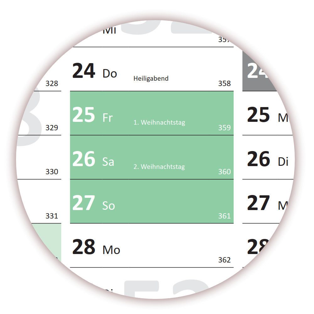 LYSCO Wandkalender Green Wandplaner DIN A0 / DIN A1 2026, Formate: DIN A0 (841 x 1189 mm) / DIN A1 (594 x 841 mm) Darstellung 14 Monate mit Jahresvorschau Folgejahr, und Ferientermine / Feiertage aller Bundesländer