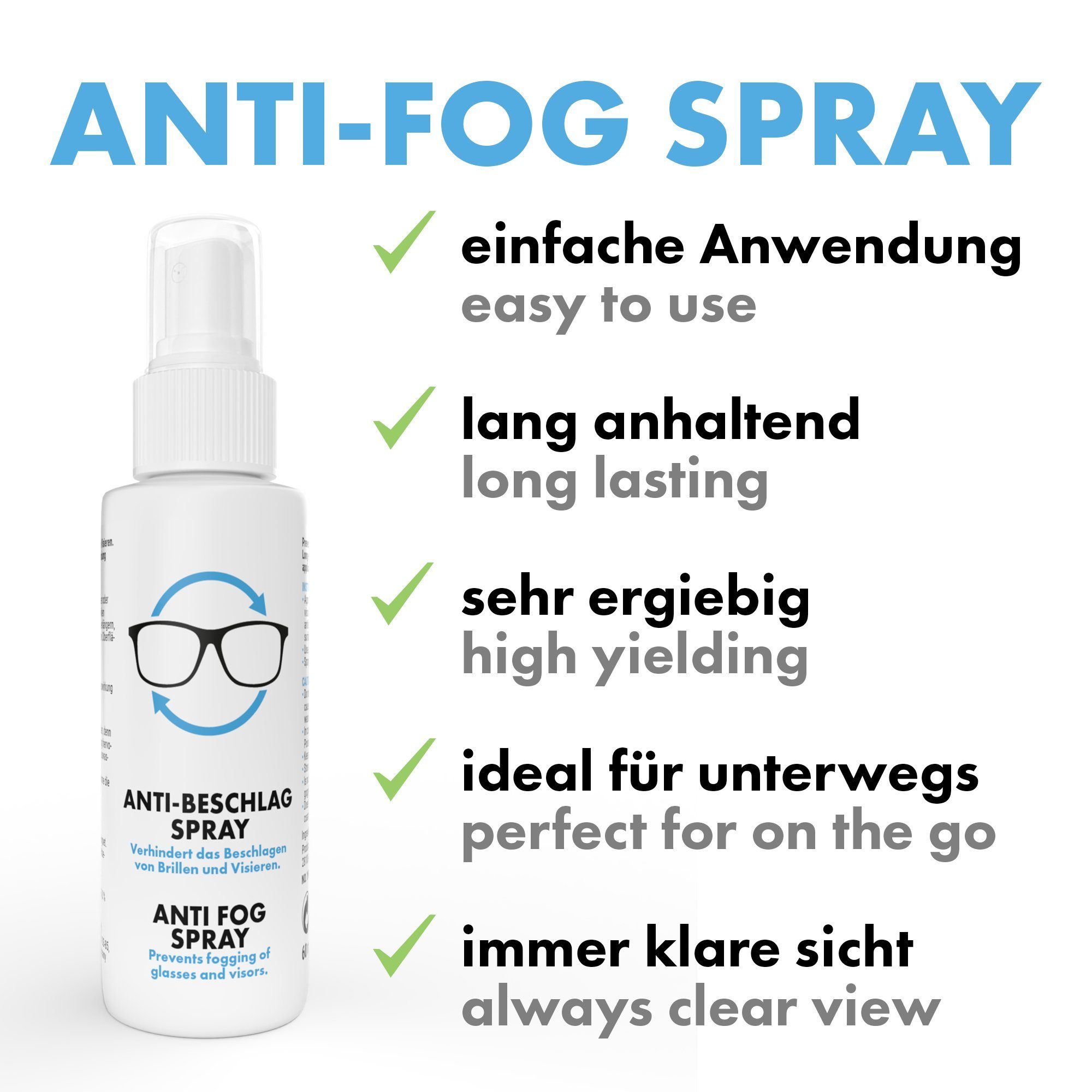 Metamorph Verkleidungsmaske Anti-Beschlag Spray, Verhindert das Beschlagen von Brillen beim Tragen von Masken