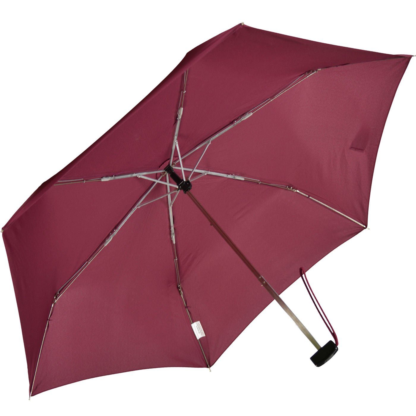 Minischirm hoch, Taschenregenschirm bordeaux 2,5cm flacher iX-brella Flat nur Steel extra-flach super