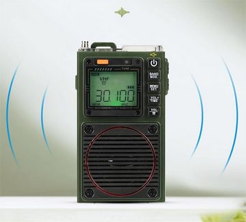 Retekess TR111Tragbares Shortwave Radio,FM VHF AM SW WB Band,Radio Enthusiasten Radio (Unterstützung App Intelligent Remote, MP3/TF, Bass Stereo SOS Alarm)