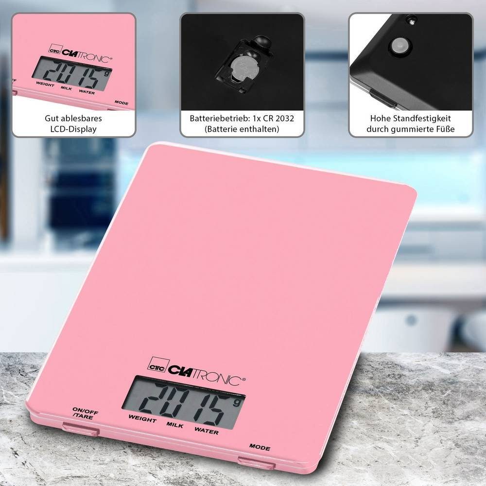 Küchenwaage, Küchenwaage digital pink CLATRONIC