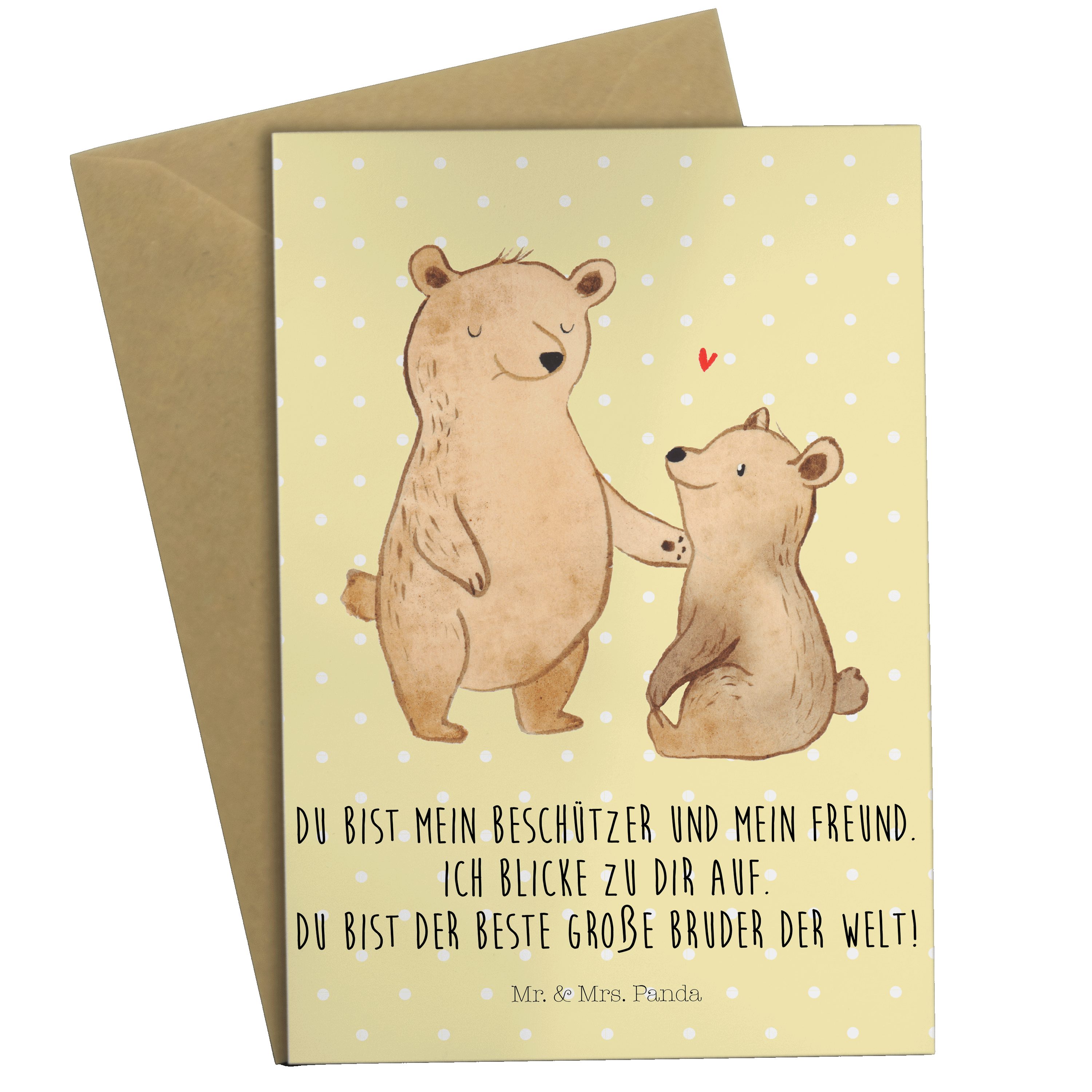 Pastell Geschwister, - Geschenk, & Gelb Bär Großer Bruder Bären, Grußkarte Mr. - Hoch Panda Mrs.