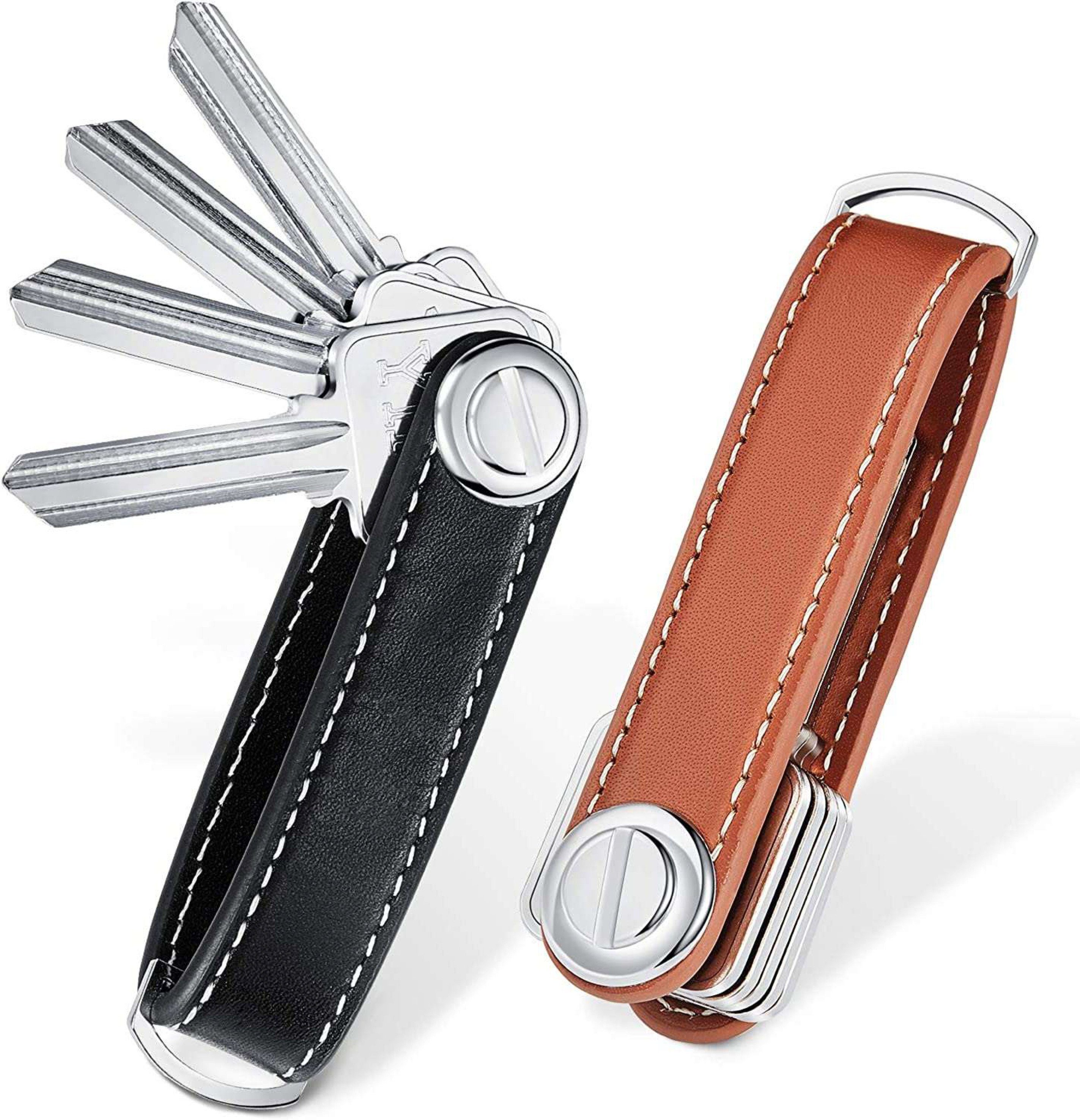 Smart Organizer, Schlüsselanhänger Braun Leder (für Schlüsselanhänger Pocket Keyholder) mehrere shenky Schlüssel, Echtes Key