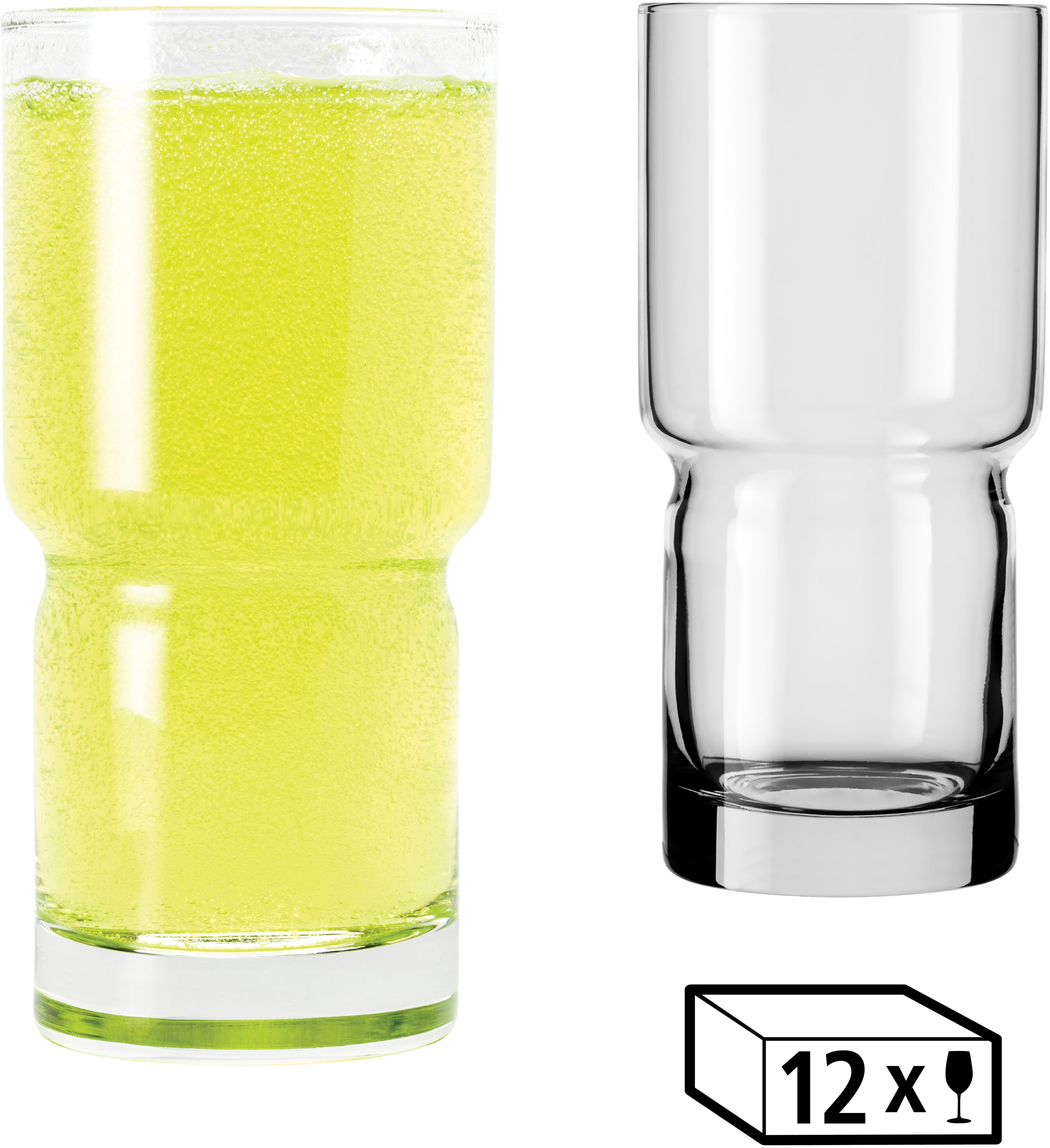 LIBBEY Gläser-Set Cooler Glas -NEWTON- 473 ml, Ø: 7,5 cm, H: 16 cm, 12er Set, 12-tlg., Glas, hochwertig verarbeitet, im modernen Design