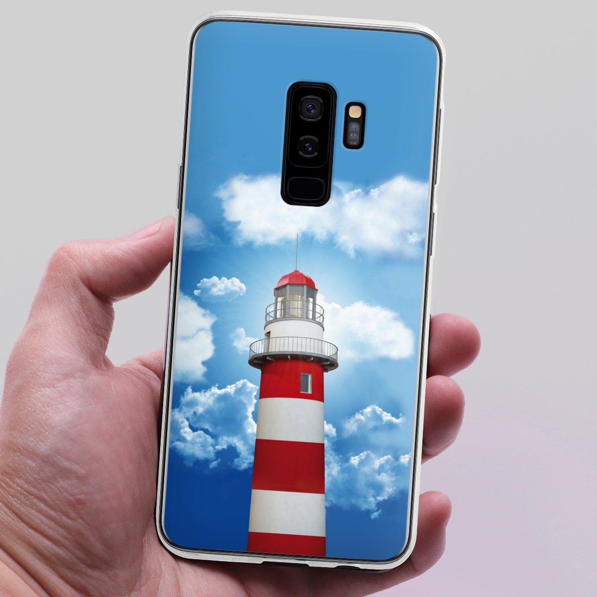 DeinDesign Handyhülle Leuchtturm Wolke Himmel Leuchtturm, Samsung Galaxy S9 Plus Silikon Hülle Bumper Case Handy Schutzhülle