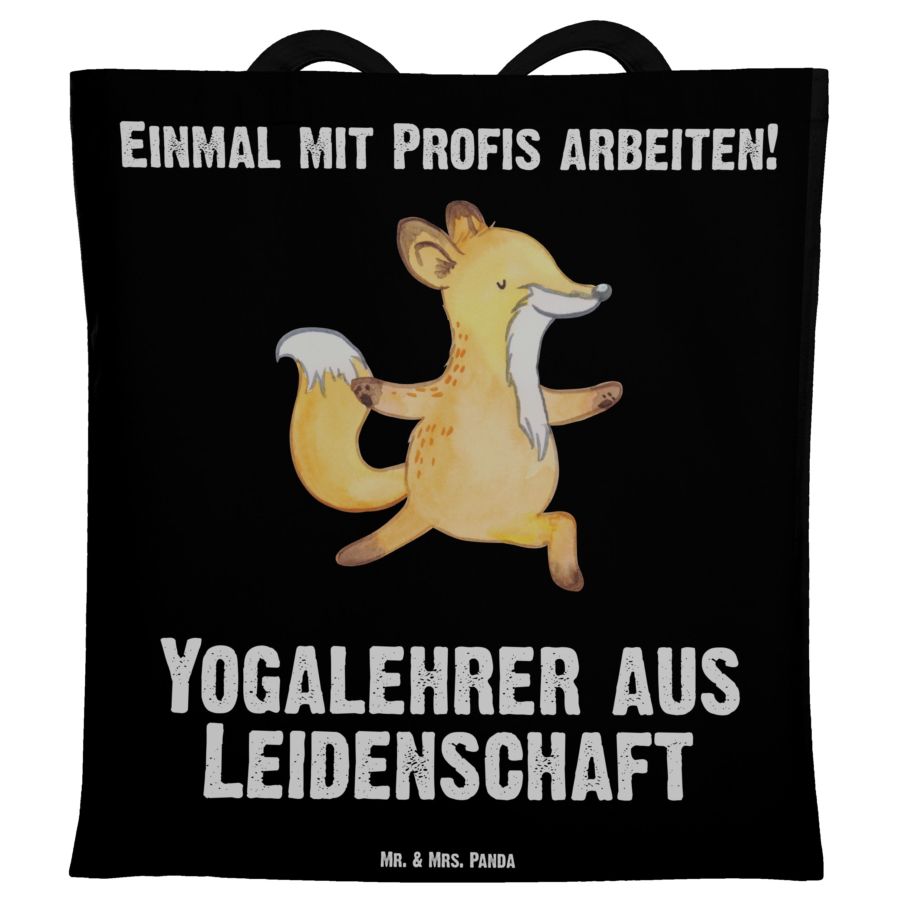 Panda - Schwarz aus Geschenk, Einkauf - Jutebeutel, Mr. (1-tlg) Tragetasche & Mrs. Leidenschaft Yogalehrer