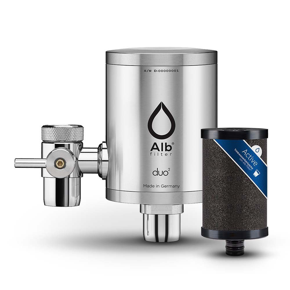 Alb Filter Wasserhahnfilter Duo Active Trinkwasserfilter, reduziert Schadstoffe, mit Aktivkohle, Made in Germany, Edelstahl