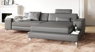 BULLHOFF Ecksofa Ecksofa Leder Eckcouch L-Form Designsofa LED Wohnlandschaft Leder Sofa Couch XXL Mint Grün Creme »MÜNCHEN IV« von BULLHOFF, Made in Europe