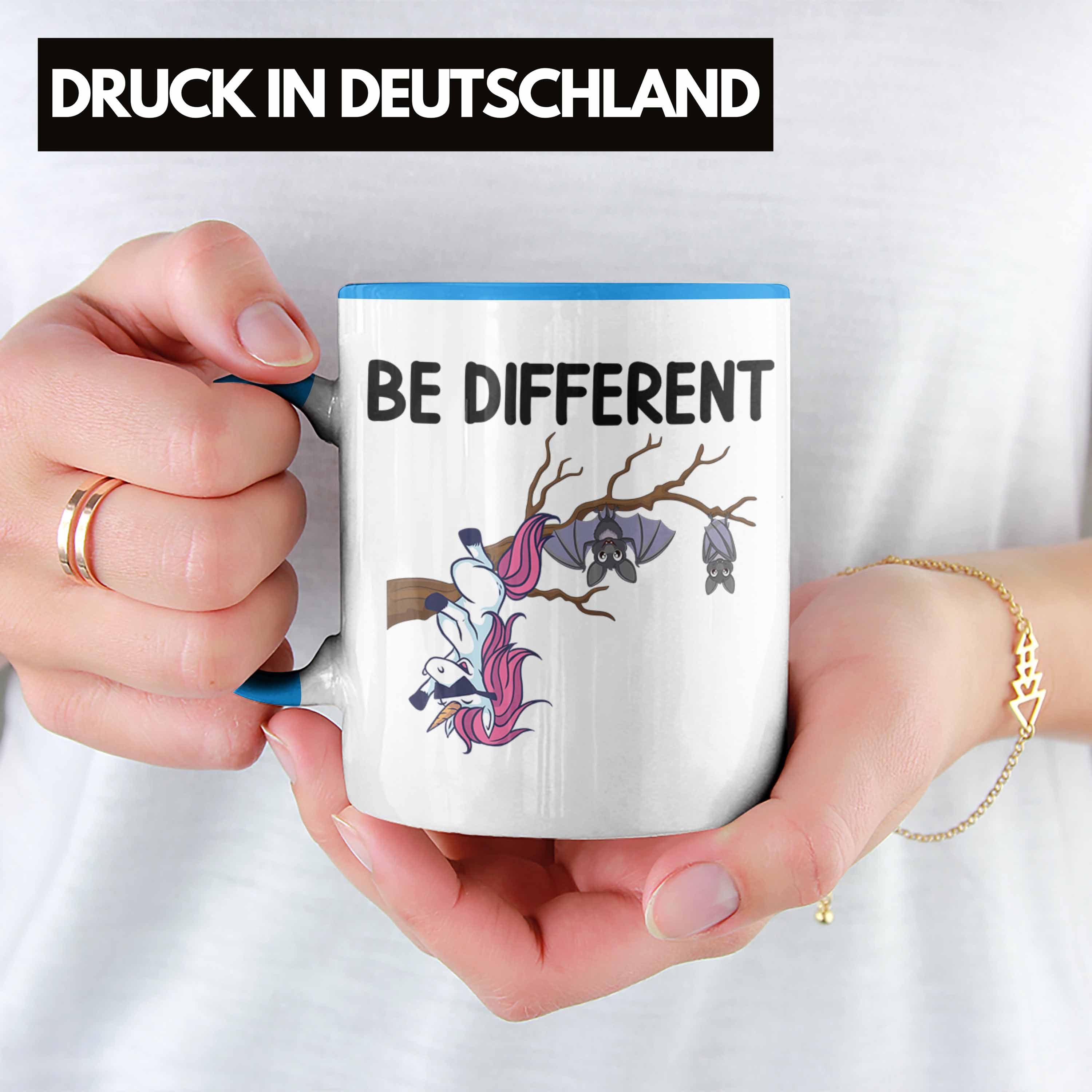 Geschenk Be Different Einhorn Trendation Tasse Fledermaus Geschenkidee Tasse Trendation - Blau für Frauen