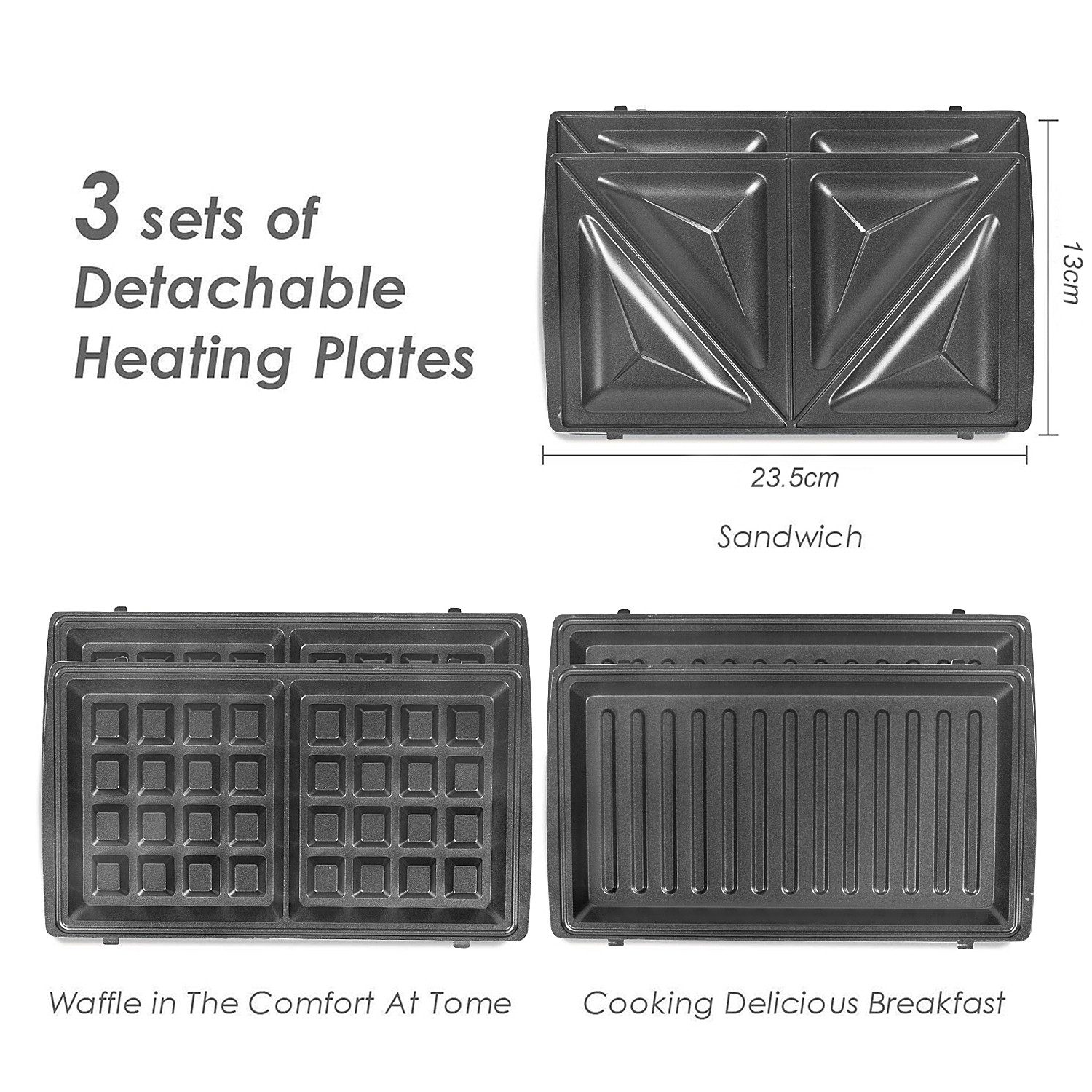 XXL Kontaktgrill abnehmbare Platten | 30 Minuten Timer | Panini Toaster | Sandwichtoaster | elektrischer Tischgrill | Kontaktgrill für Sandwiches, Steak und als Panini grill | Elektro Grill