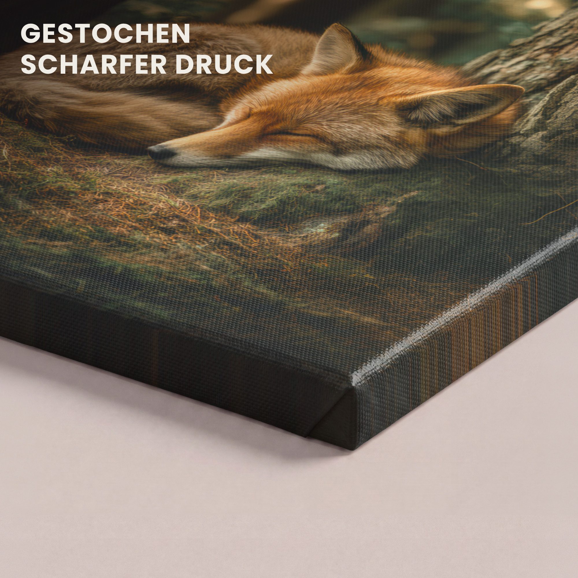 OneMillionCanvasses® Leinwandbild Fuchs - Wald - Schlaf, Fotodruck (1 St), Leinwand Canvas Wandbild, Wanddekoration 20x30 cm – Bild 3 von 5