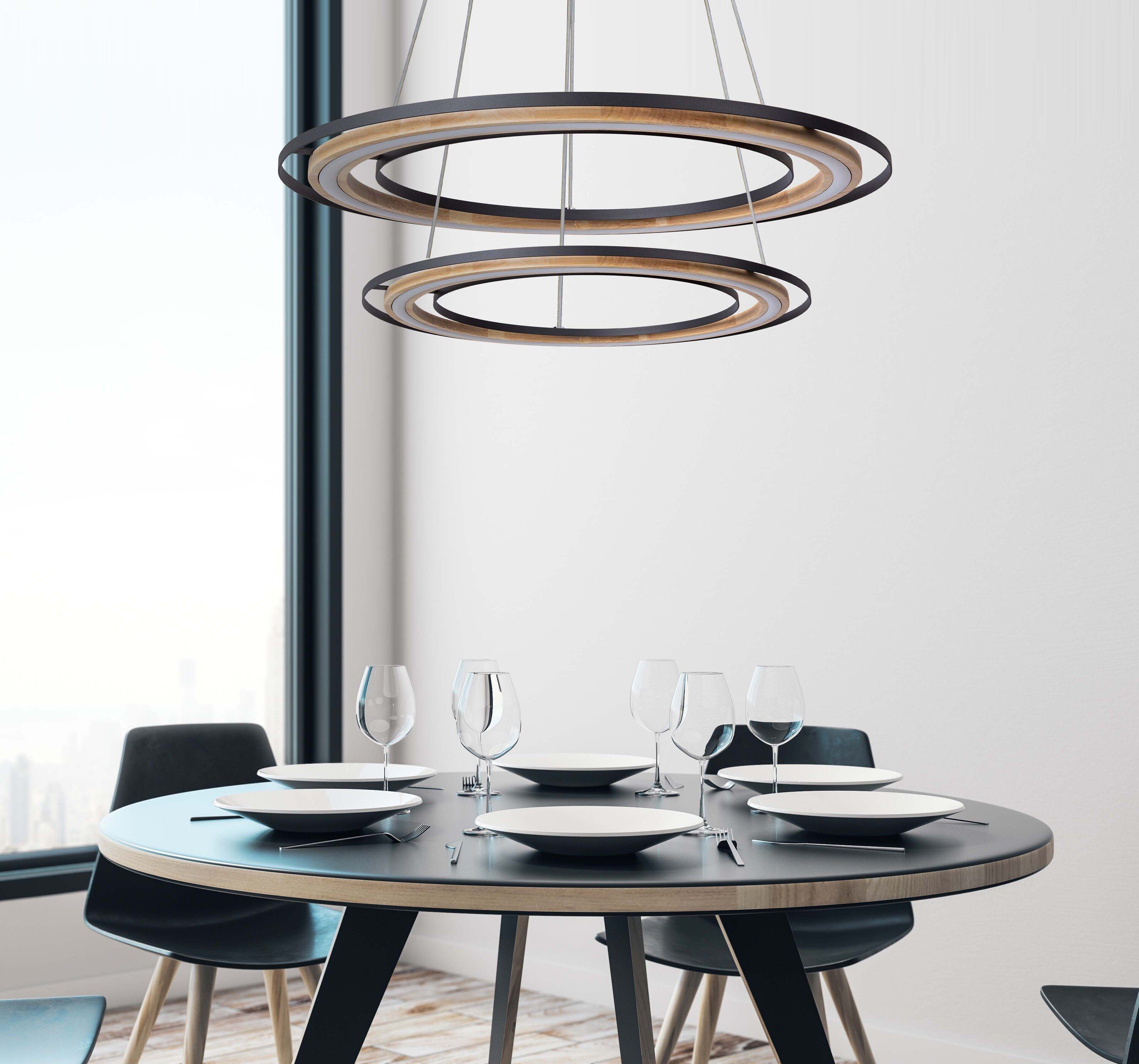 Bakaji Pendelleuchte Mit Strass-Diamanten & Glas – 40 Cm Durchmesser – 4x E27 – Moderne Deckenlampe Schwarz