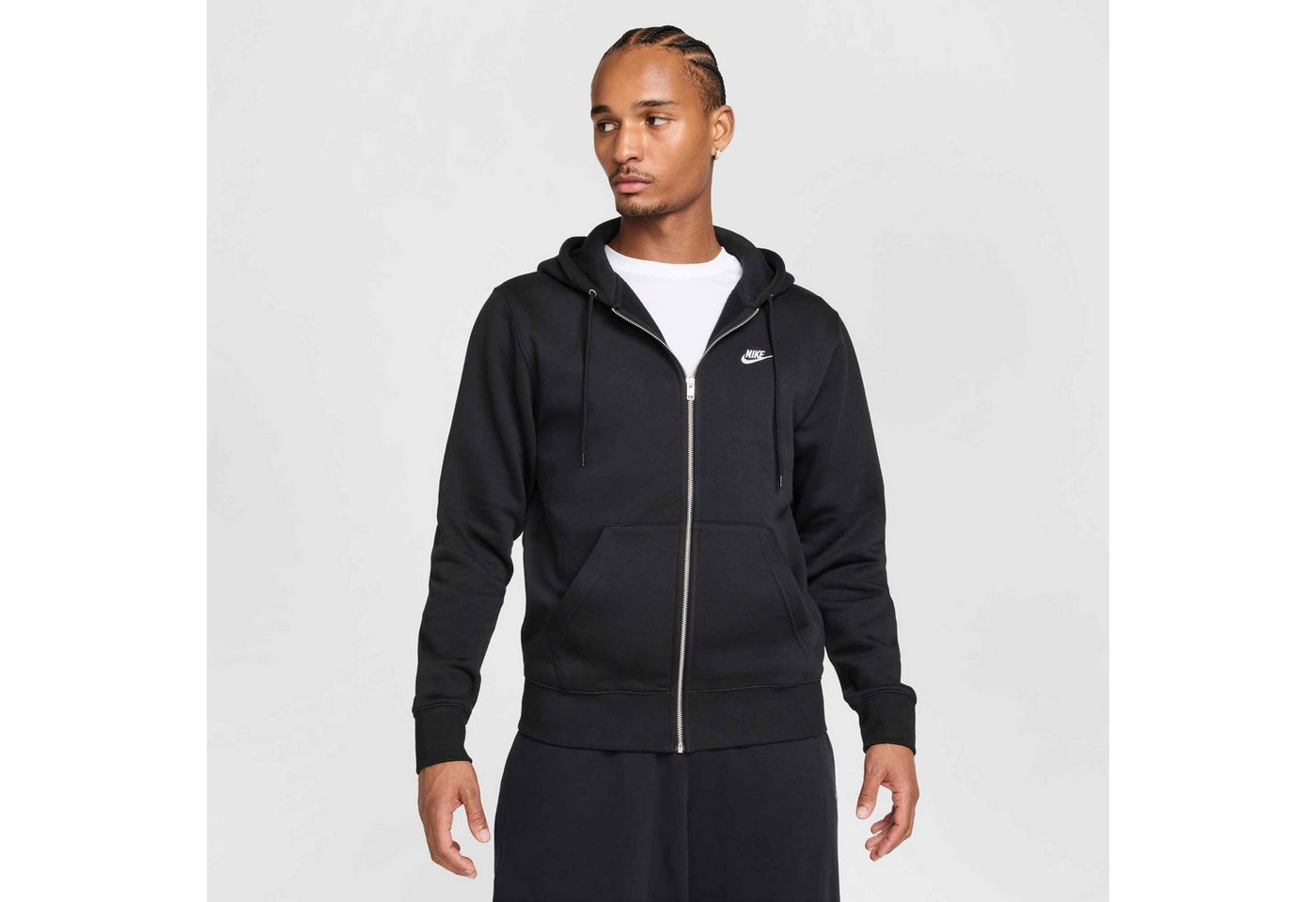 Nike Sweatjacke M NK CLUB BB FZ HOODIE BLACK/BLACK/WHITE