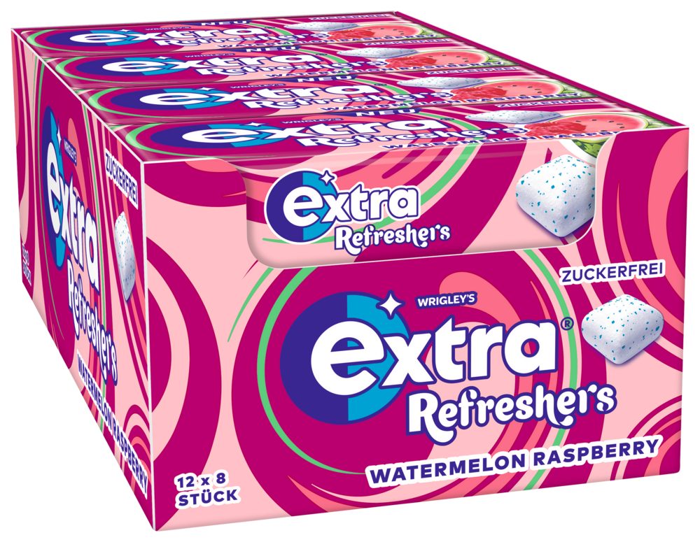 Mars GmbH Süßigkeit EXTRA REFRESHERS Watermelon Raspberry 12x8 Stück (12 Packungen - SK)
