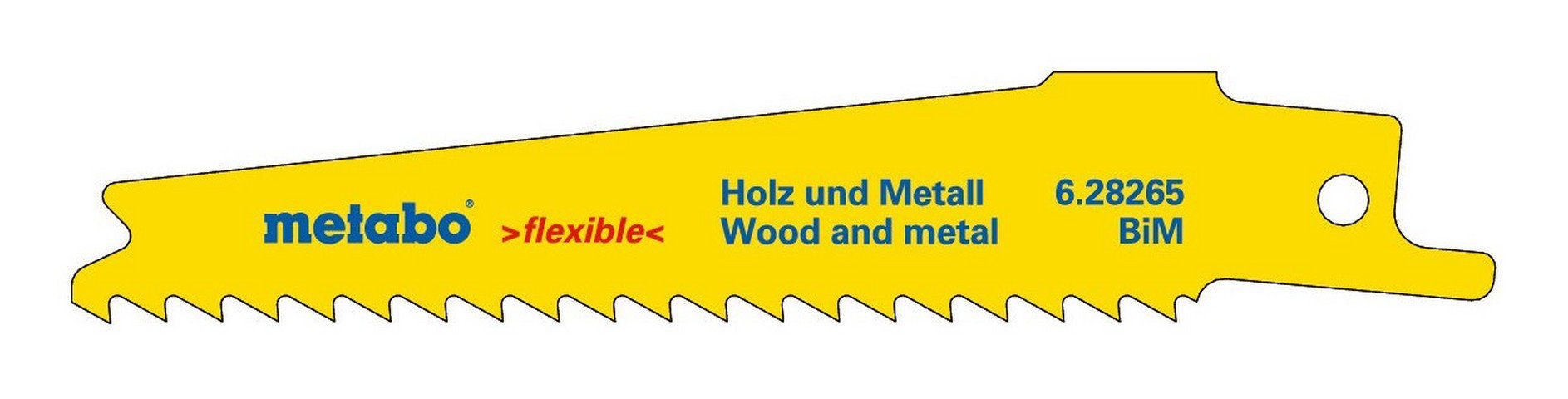 metabo Säbelsägeblatt (5 Stück), Holz und Metall Serie flexible 100 x 0,9 mm BiM 4 mm / 6 TPI
