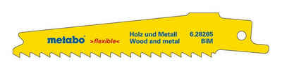 metabo Säbelsägeblatt (5 Stück), Holz und Metall Serie flexible 100 x 0,9 mm BiM 4 mm / 6 TPI