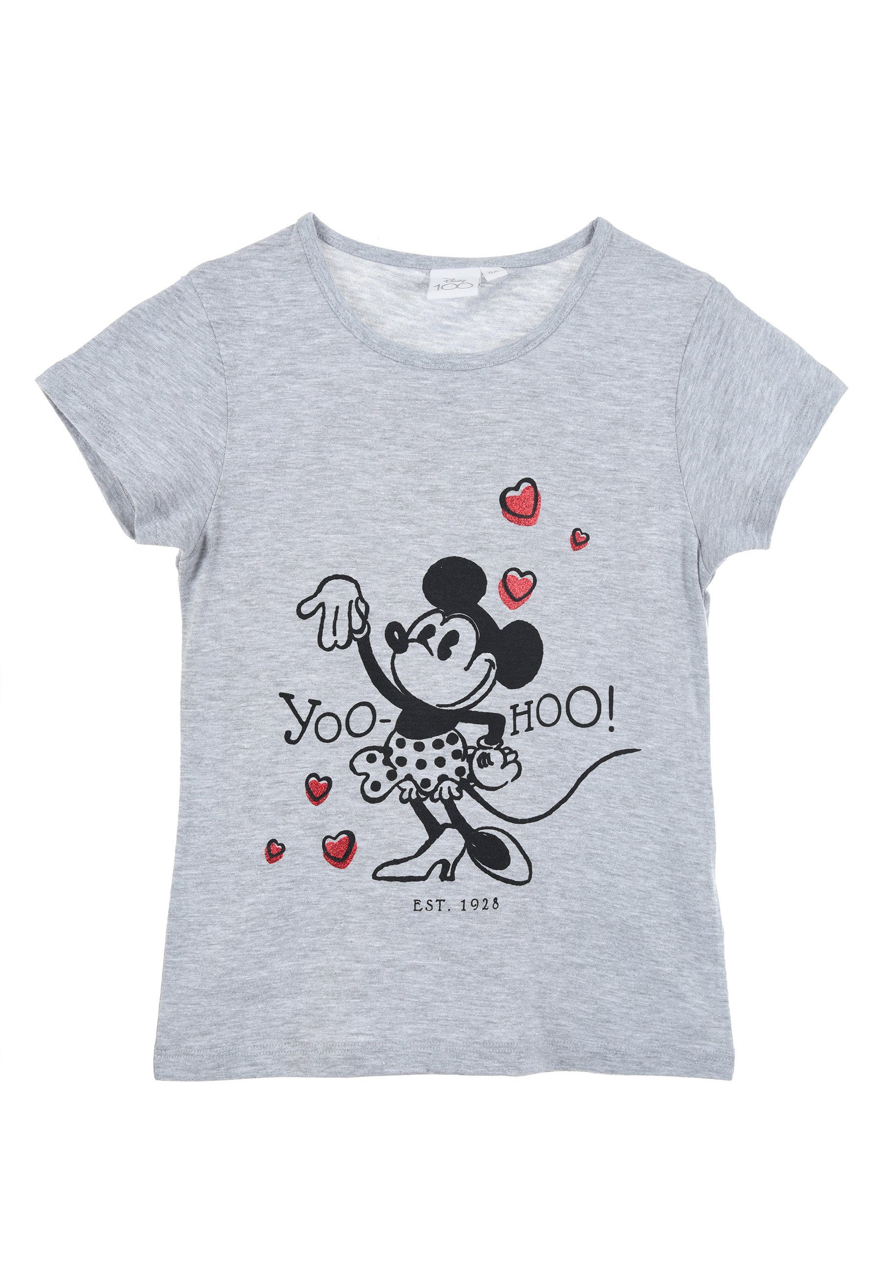 Disney Minnie Mouse Grau Oberteil Kinder Sommer Kurzarm-Shirt Retro T-Shirt Mädchen