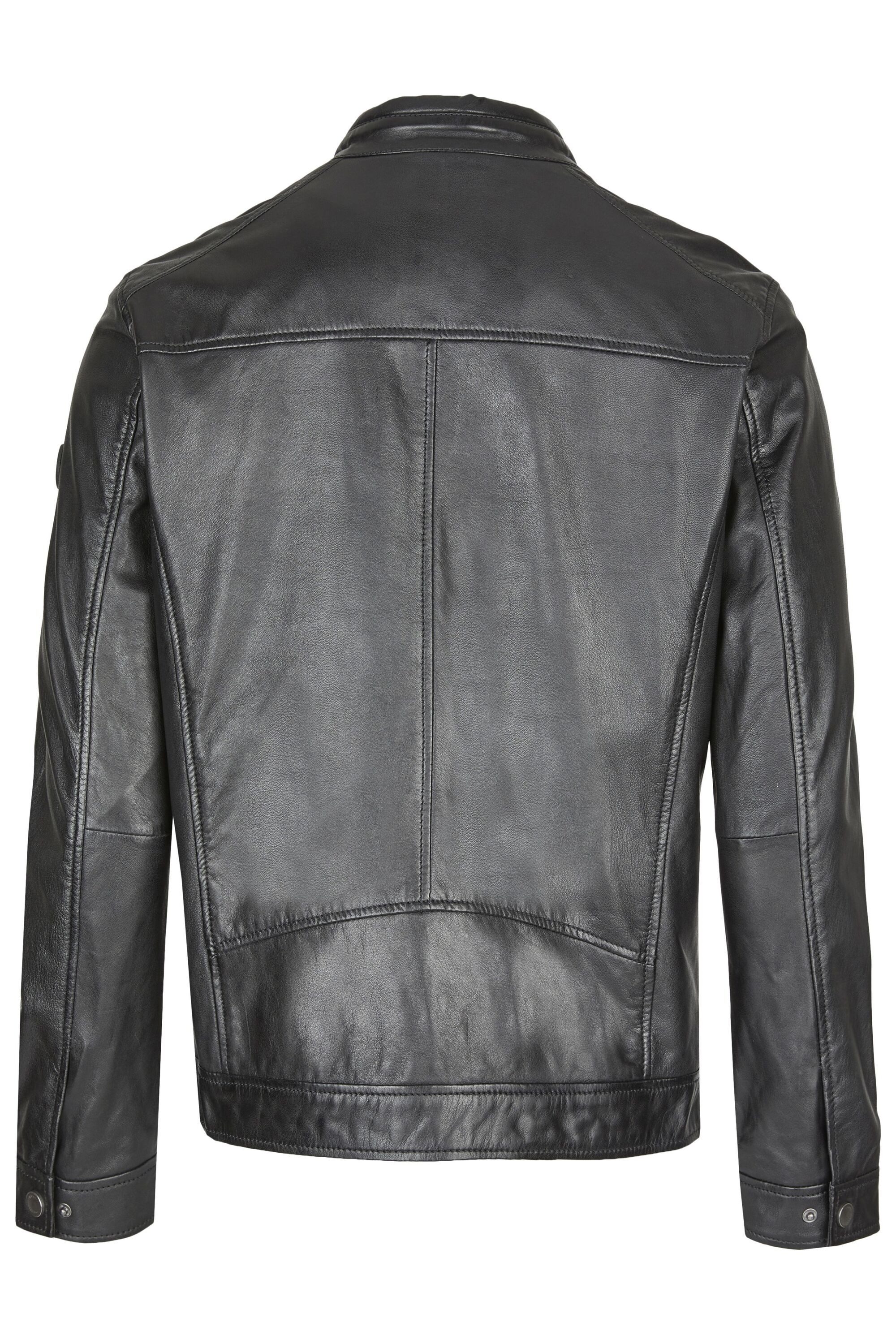 bugatti Lederjacke BUDANILO (1-St) mit Reißverschlüssen und Druckknopfriegeln