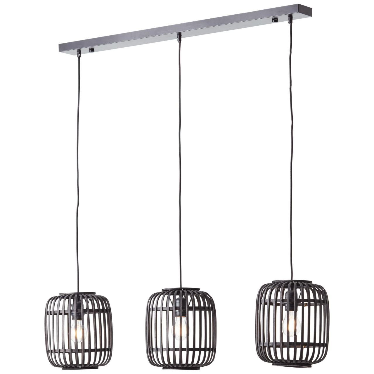 Brilliant Pendelleuchte Woodrow, Lampe, Woodrow Pendelleuchte, 3-flammig holz  dunkel/schwarz, Metall/Ba