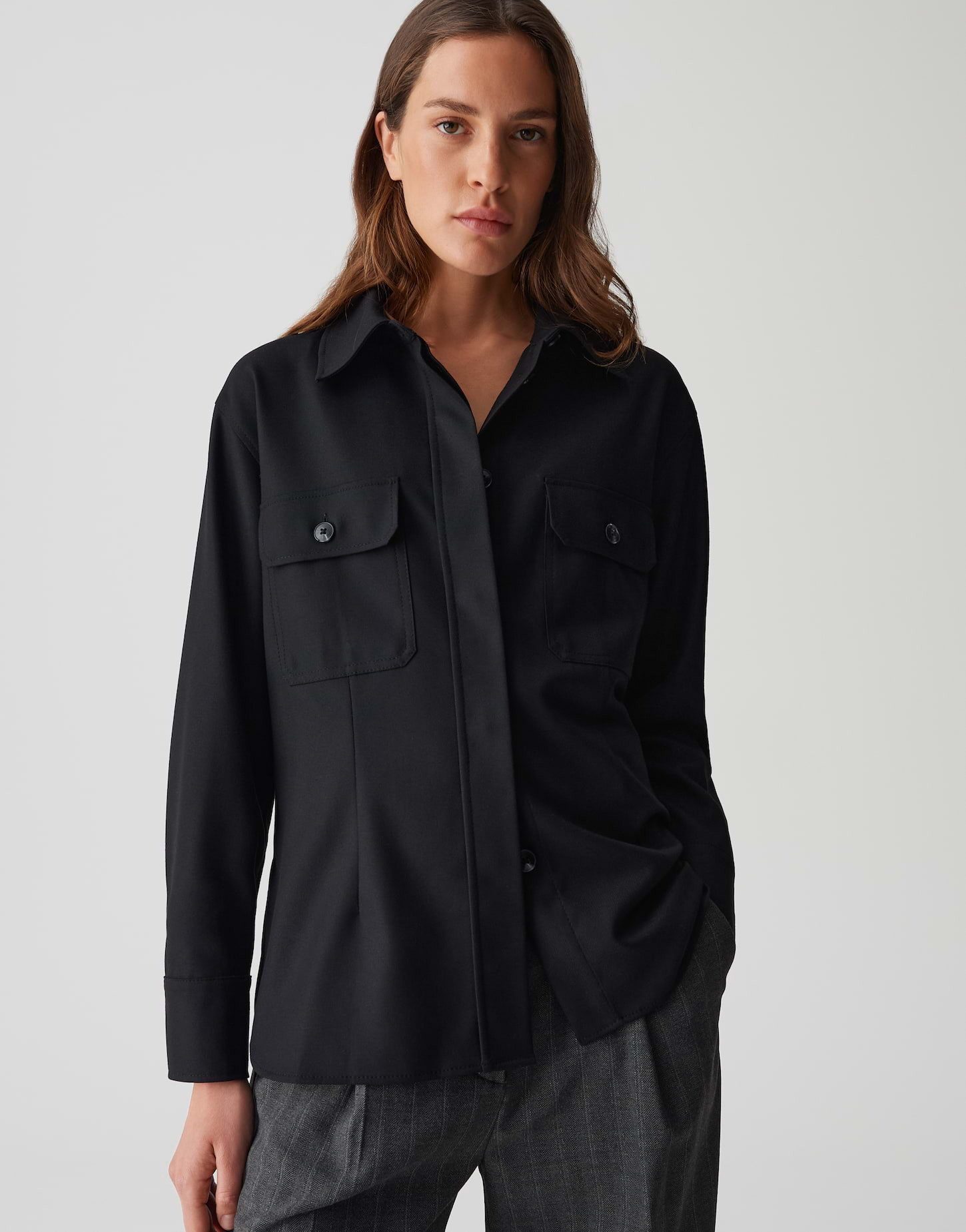 OPUS PANTS Hemdbluse FALDUS aus weichem Flanell leicht talliert, dezente Tw günstig online kaufen
