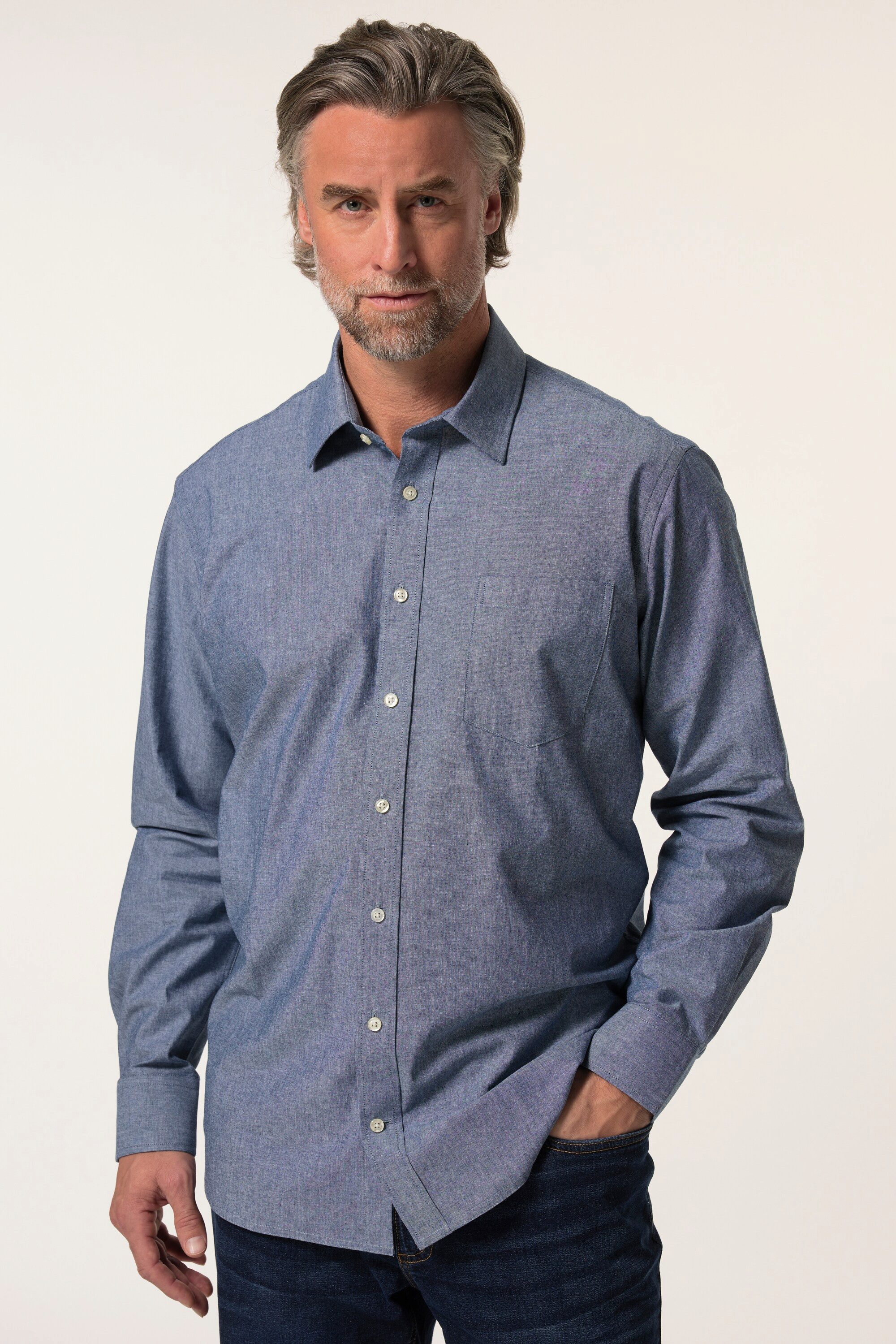 Boston Park Businesshemd Hemd Langarm Chambray Kentkragen Comfort Fit