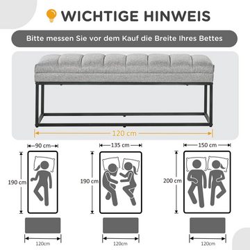 HOMCOM Polsterbank Polsterbank in Leinenoptik, Bettbank (Schlafzimmerbank, 1-St., Schminkbank), bis 200 kg Belastbar