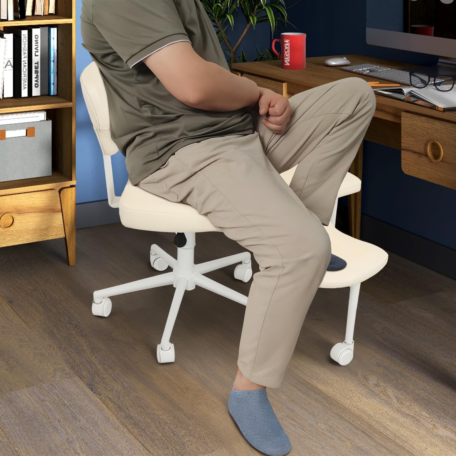 Rutaqian Bürostuhl ohne Armlehnen, Schreibtischstuhl Criss Cross Stuhl mit günstig online kaufen