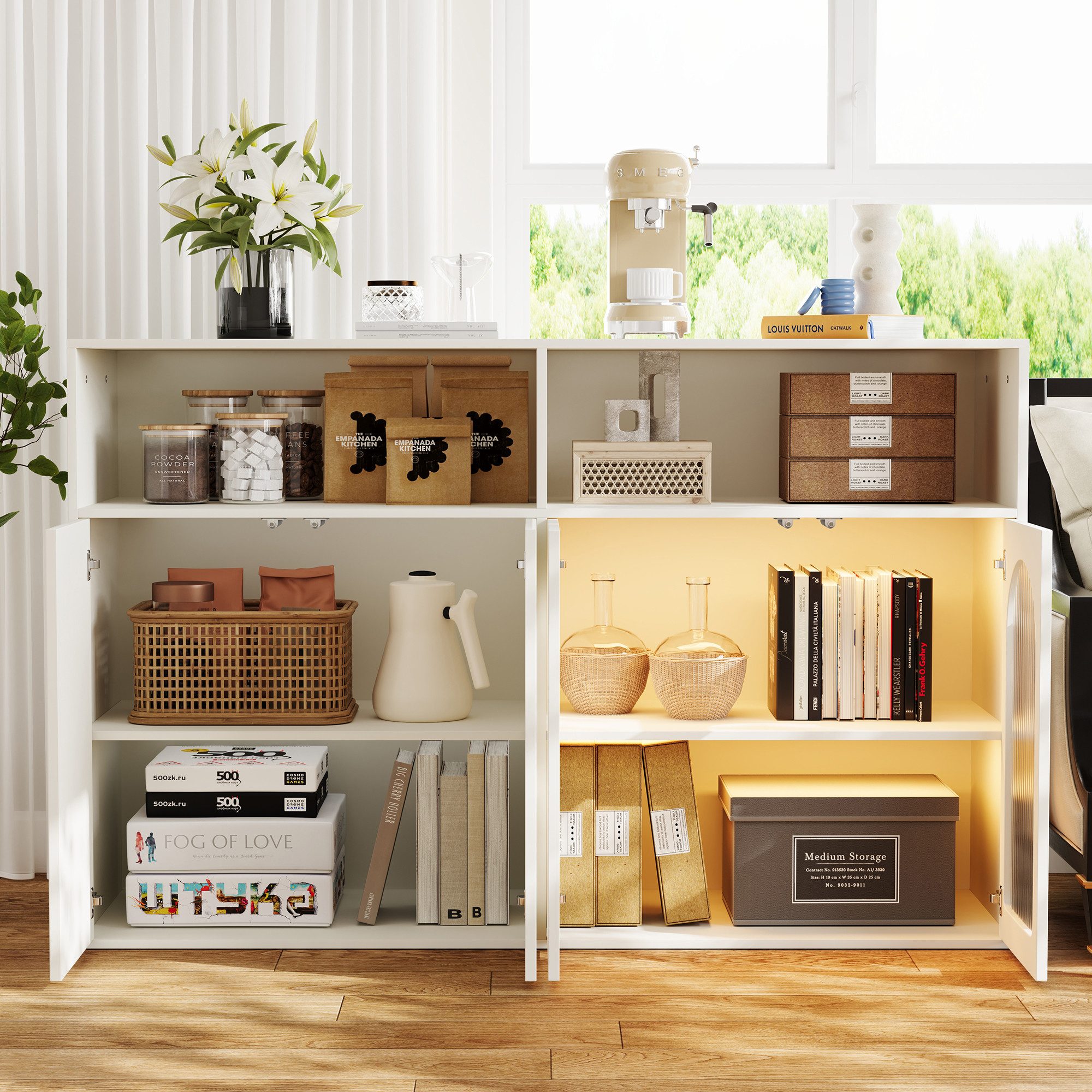 MODFU Sideboard Schrank mit Glastür (Kommode, günstig online kaufen