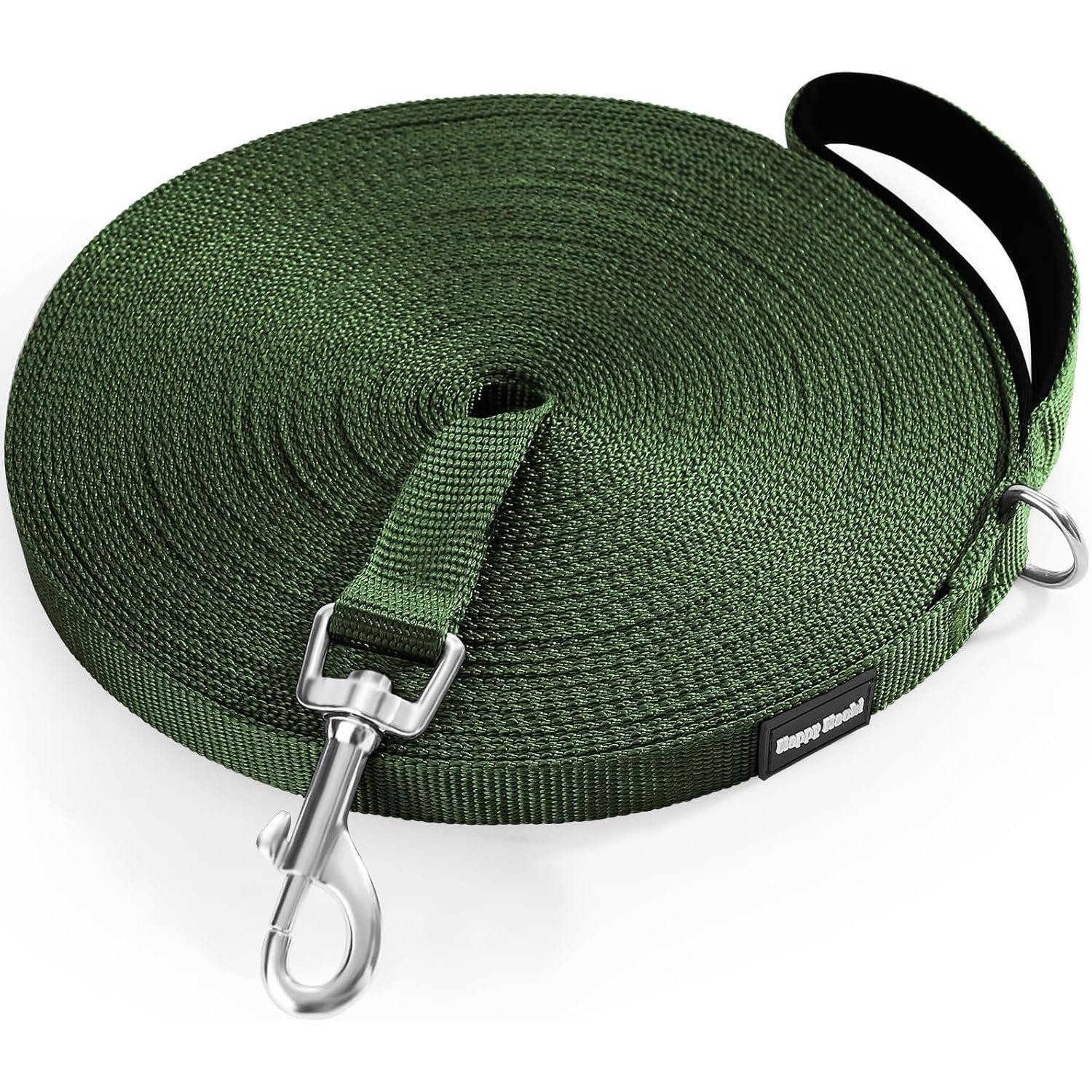 HAPPY HACHI Schleppleine Schleppleine Nylon Hundeleine für Große Kleine Hunde 10m Green