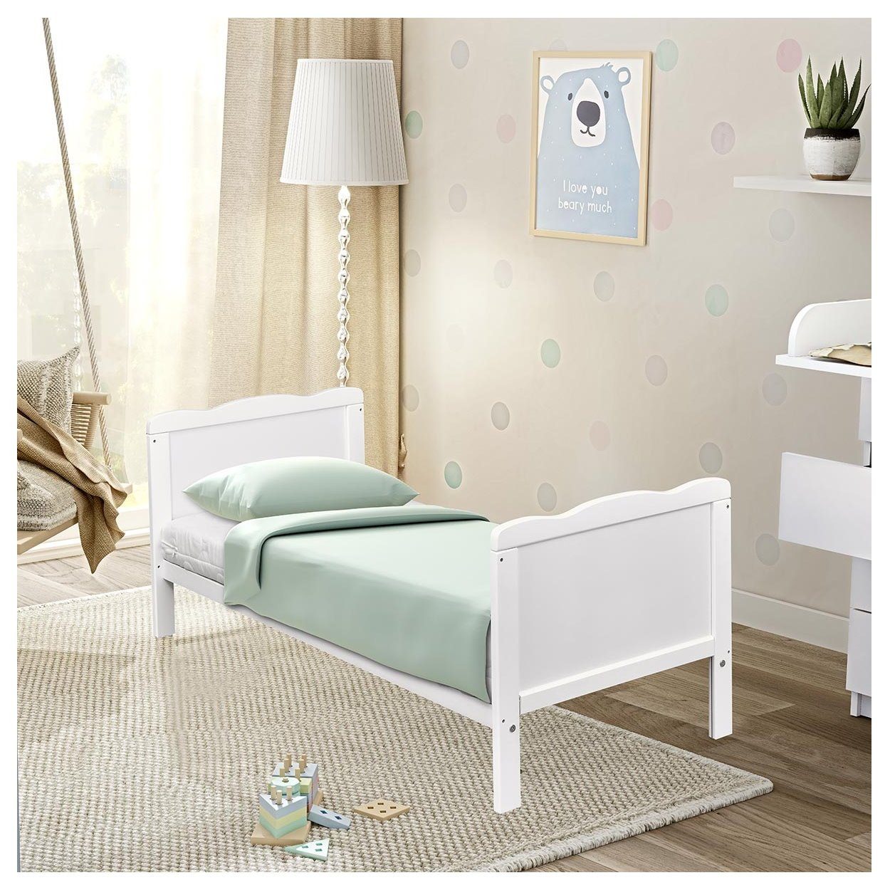 Baby-Delux Babybett Jack, Kinderbett Gitterbett 140x70 weiß mit Beißschienen, Matratze umbaubar – Bild 4 von 5