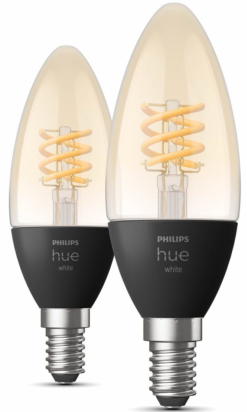 Philips Hue LED-Filament White E14 Kerze Doppelpack Filament 2x300lm, E14, 2 St., Warmweiß