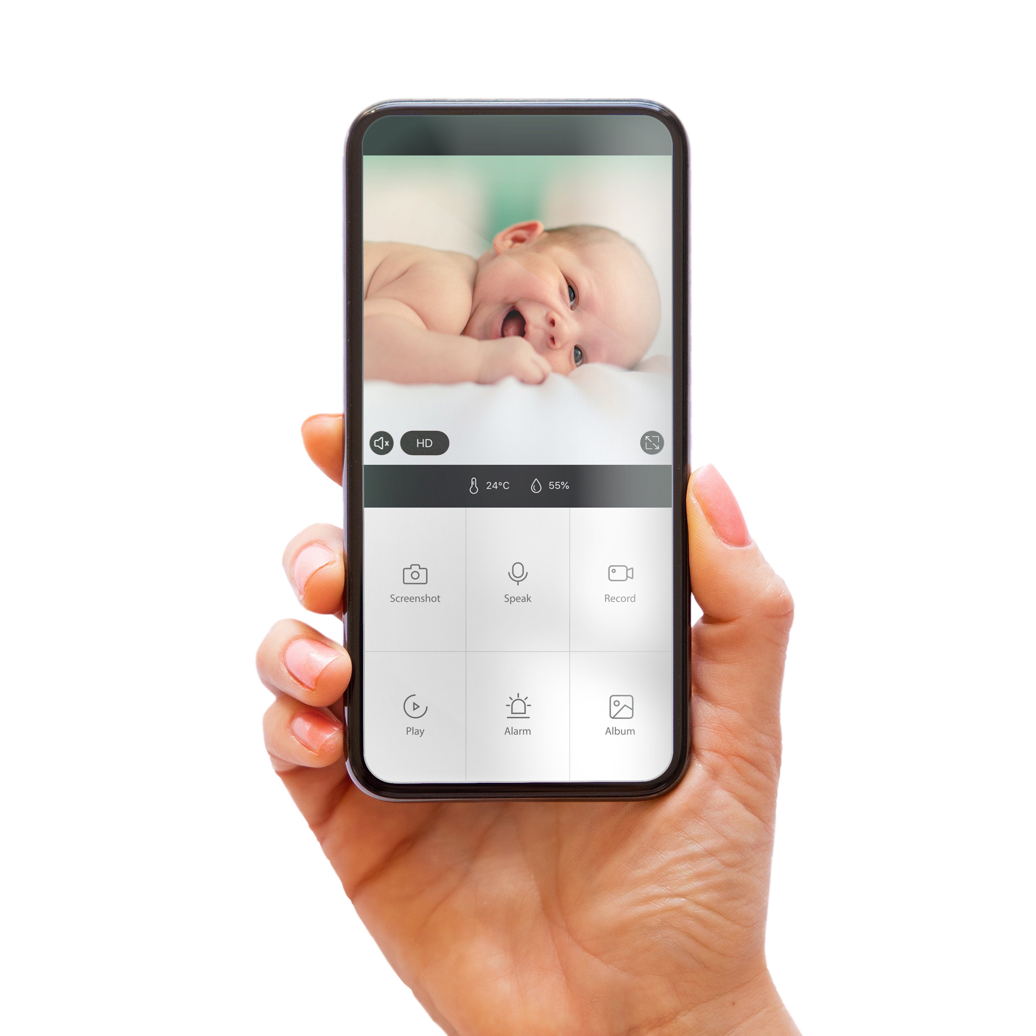 SMARTBABY5BK, Gegensprechfunktion - - Nachtsicht mit Alecto WLAN-Babyphone Kamera, App Video-Babyphone