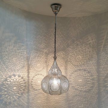 Casa Moro Deckenleuchten Orientalische Lampe Layoune Silber mit E27 Fassung, Baldachin &Kette, ohne Leuchtmittel, Handgefertigt, LN3020