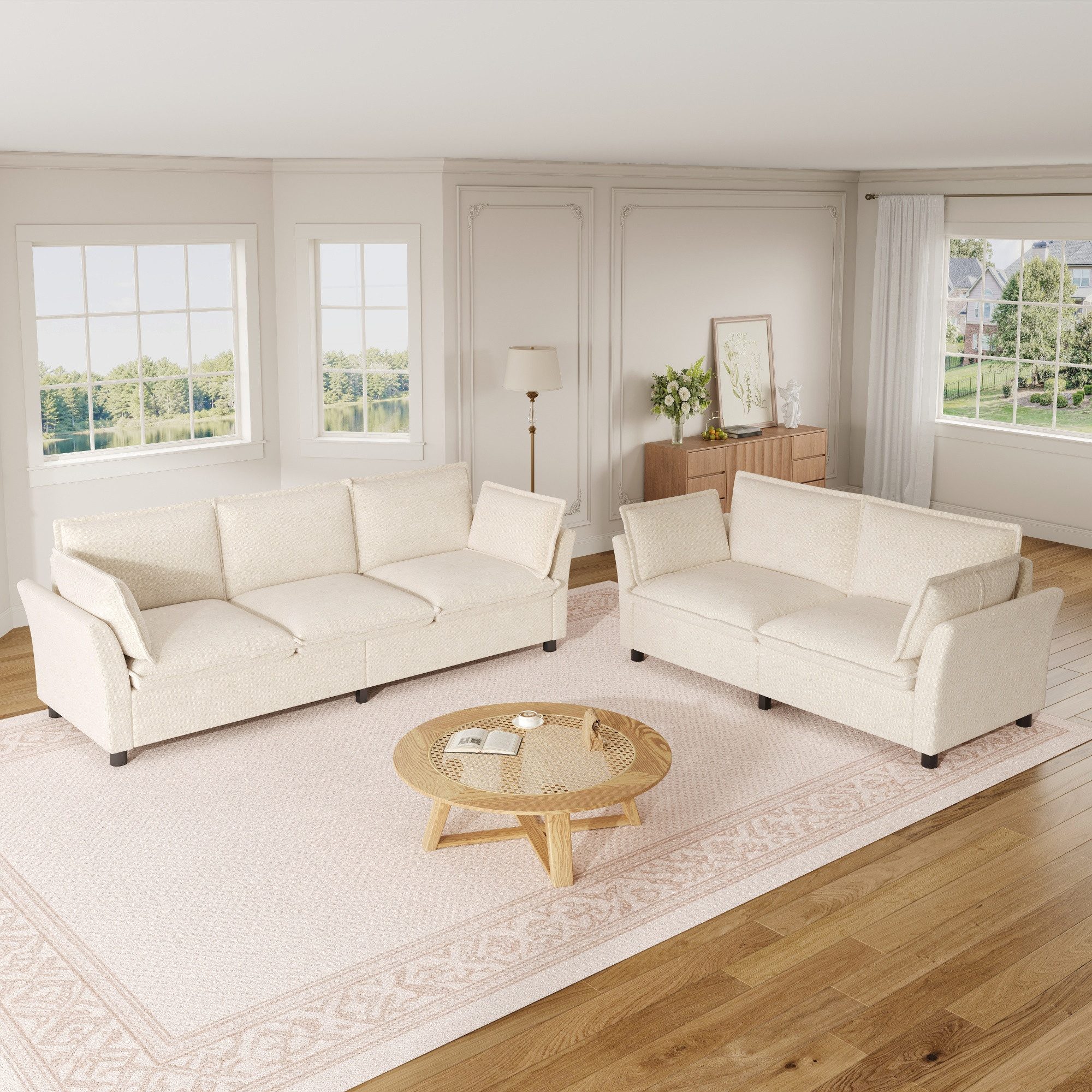 i@home Sofa Sofa-Set, modulare Wohnzimmer-Sofakombination, frei kombinierbar, 2 Teile, 3-Sitzer + 2-Sitzer, Mit Kissen, Cloud Komfort, Modernes Design