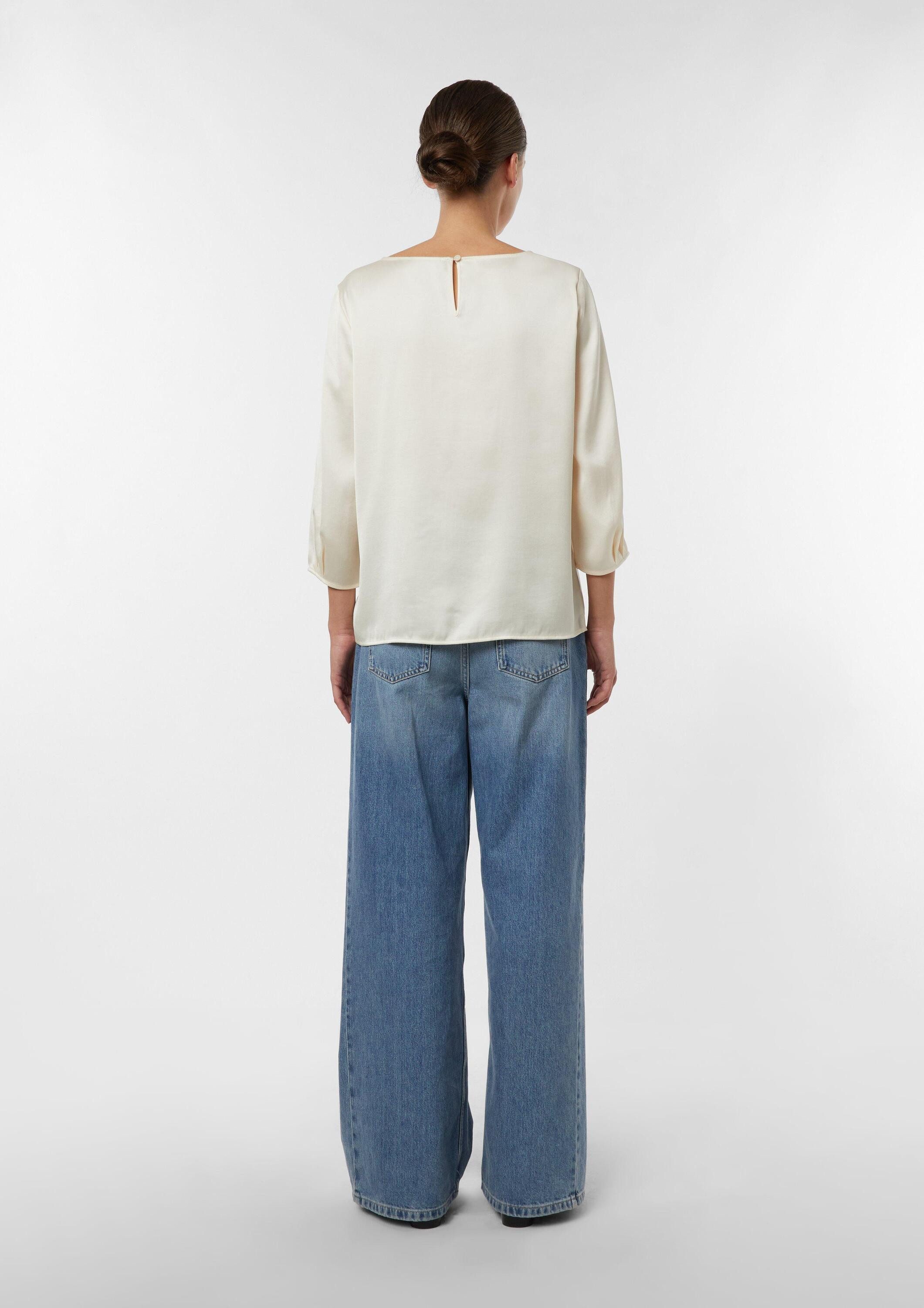 comma Kurzarmbluse Bluse Satinbluse mit 3/4-Ärmeln