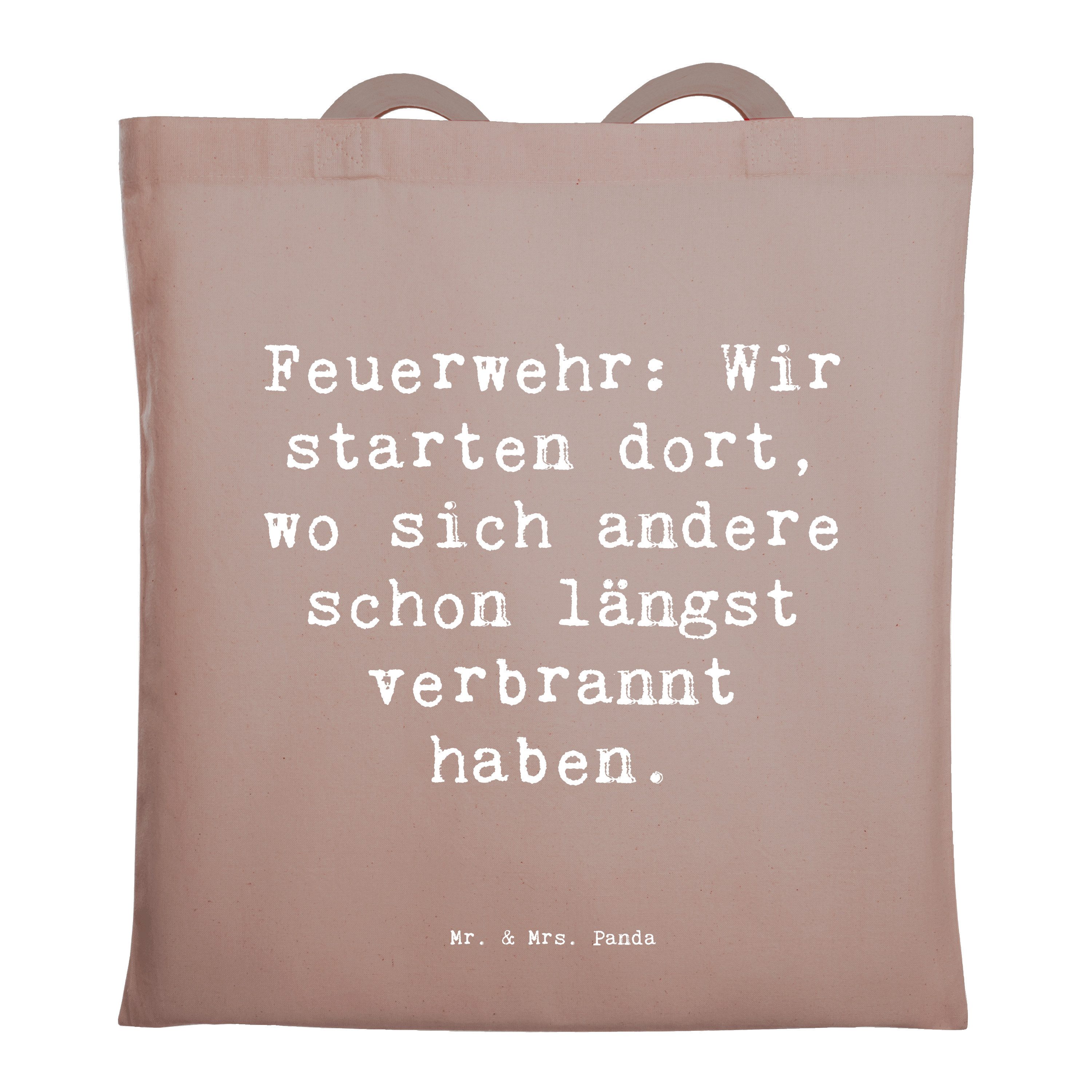 Tragetasche Spruch Feuerwehrmann Helden - Braun Pastell - Geschenk, Rettung, Umhä