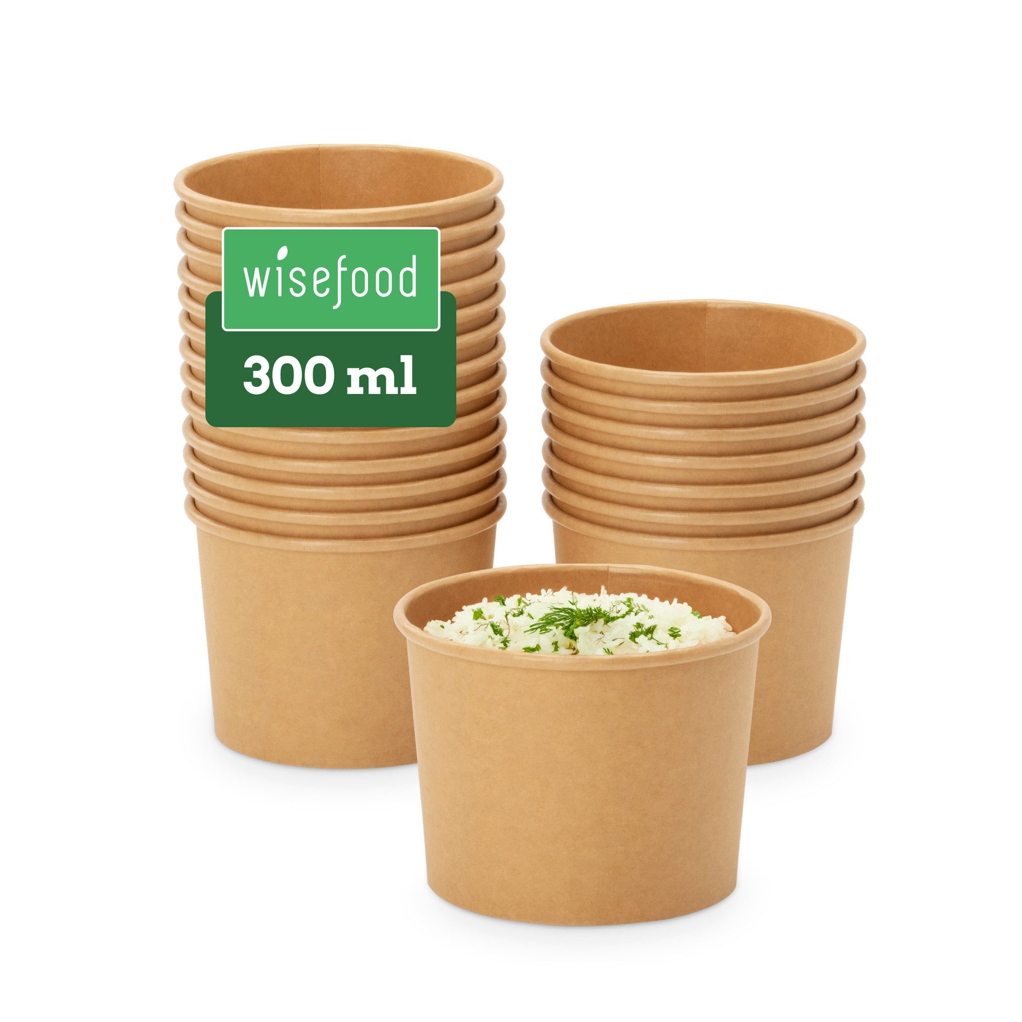 wisefood Einweggeschirr-Set 50-tlg., Bio-Take-Away-Becher, 300 ml, (50-tlg), Papier
