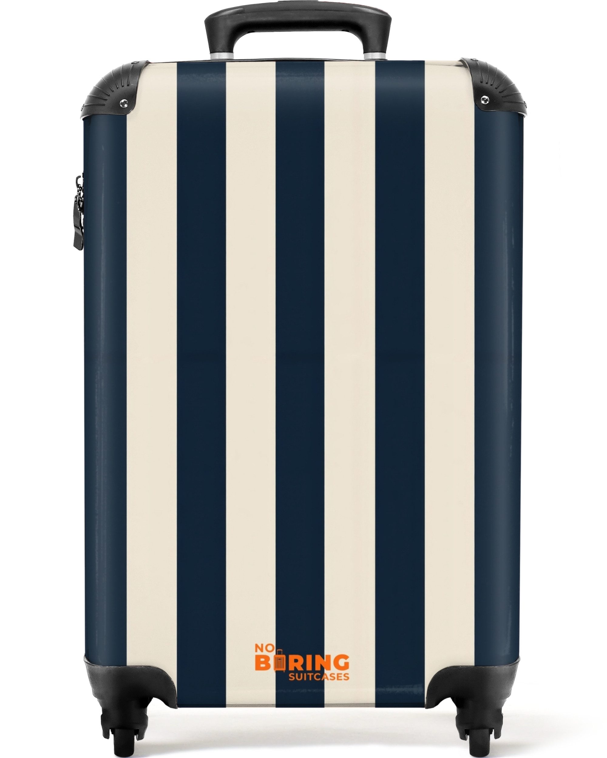 NoBoringSuitcases.com© Hartschalen-Trolley Vertikale Streifen - Blau - Creme 55x35x20cm, Handgepäck Koffer & Trolleys, Luggage, Reisekoffer Frauen