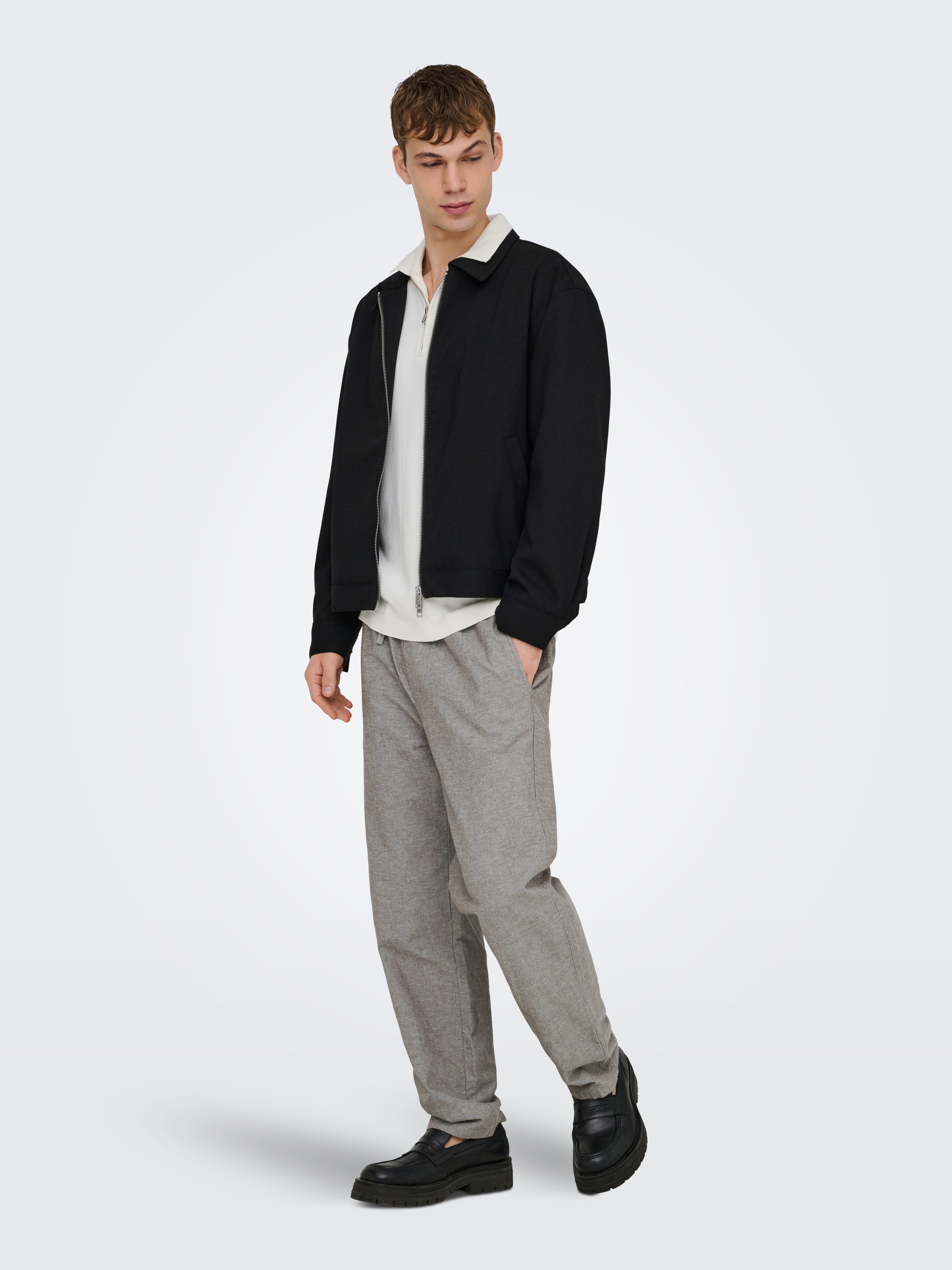 ONLY & SONS Schlupfhose ONSSINUS LOOSE 0007 COT LIN PANT NOOS Baumwolle mit Leinen, locker geschnitten
