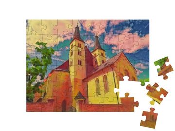 puzzleYOU Puzzle Heiligkreuz Nordhausen Dom, Franz Marc-Stil, 48 Puzzleteile, puzzleYOU-Kollektionen Kunst-Stil Franz Marc