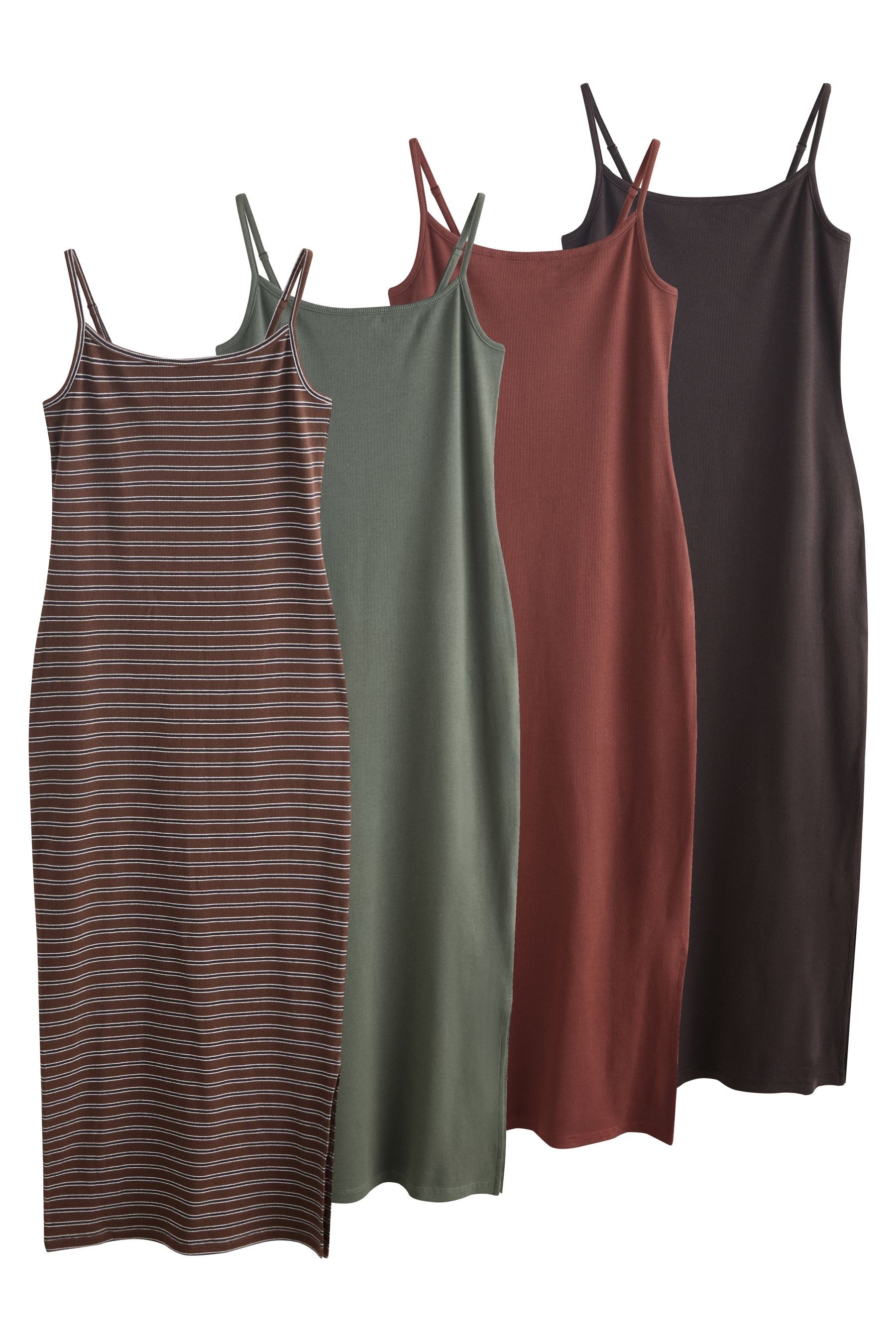 The Set Midikleid The Set geripptes Midi-Trägerkleid, 4er-Pack (4-tlg)