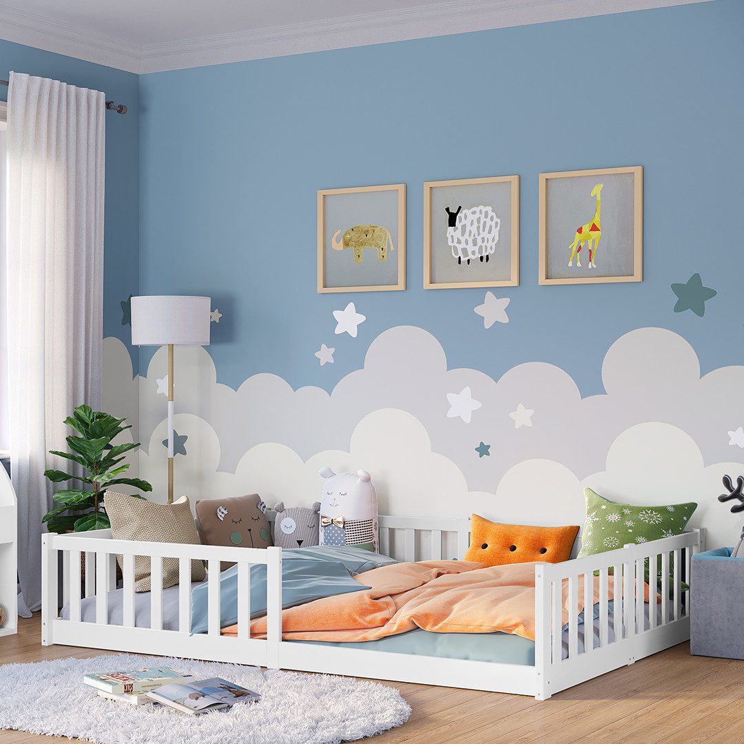 Bellabino Kinderbett Vere mit Rausfallschutz und Lattenrost (weiß, Kiefer M günstig online kaufen