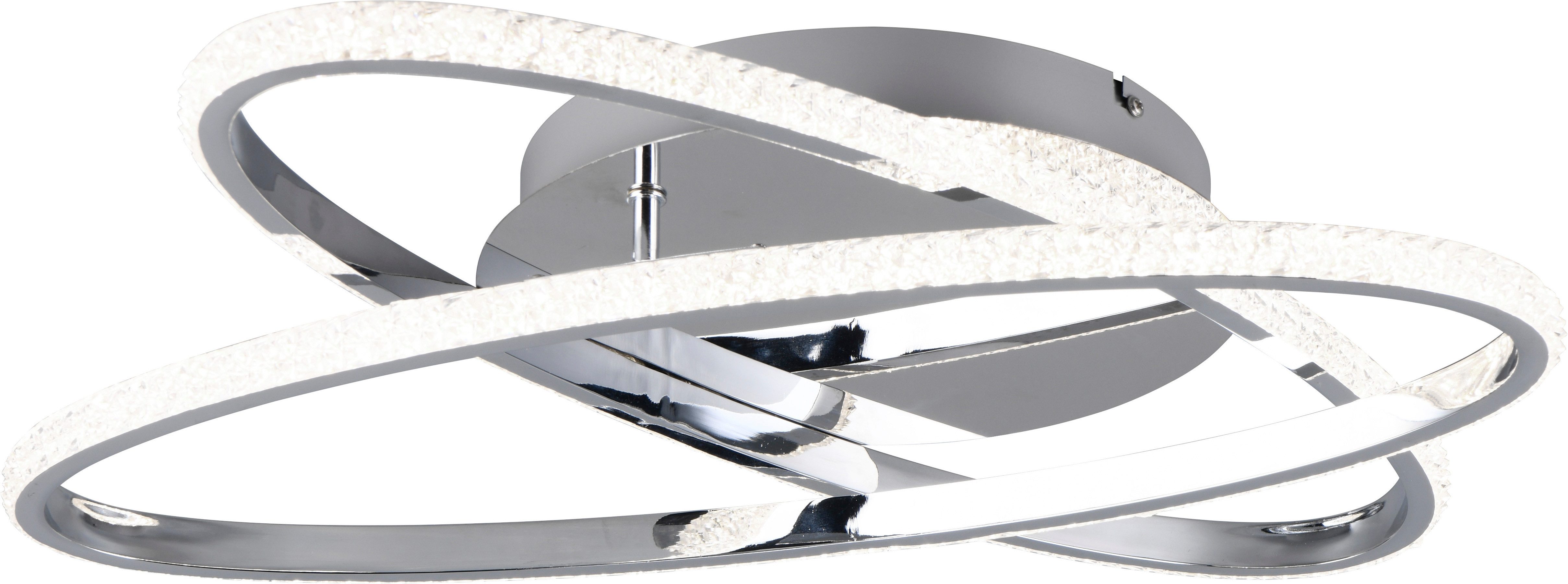 Reality Leuchten LED Deckenleuchte LANE, LED Deckenlampe Ringe, 27W 3500 Lumen 4000K kaltweiß 58x58 cm, Dimmfunktion, mehrere Helligkeitsstufen, LED fest integriert, Kaltweiß, dimmbar per Wandschalter, Ringe flexibel verstellbar