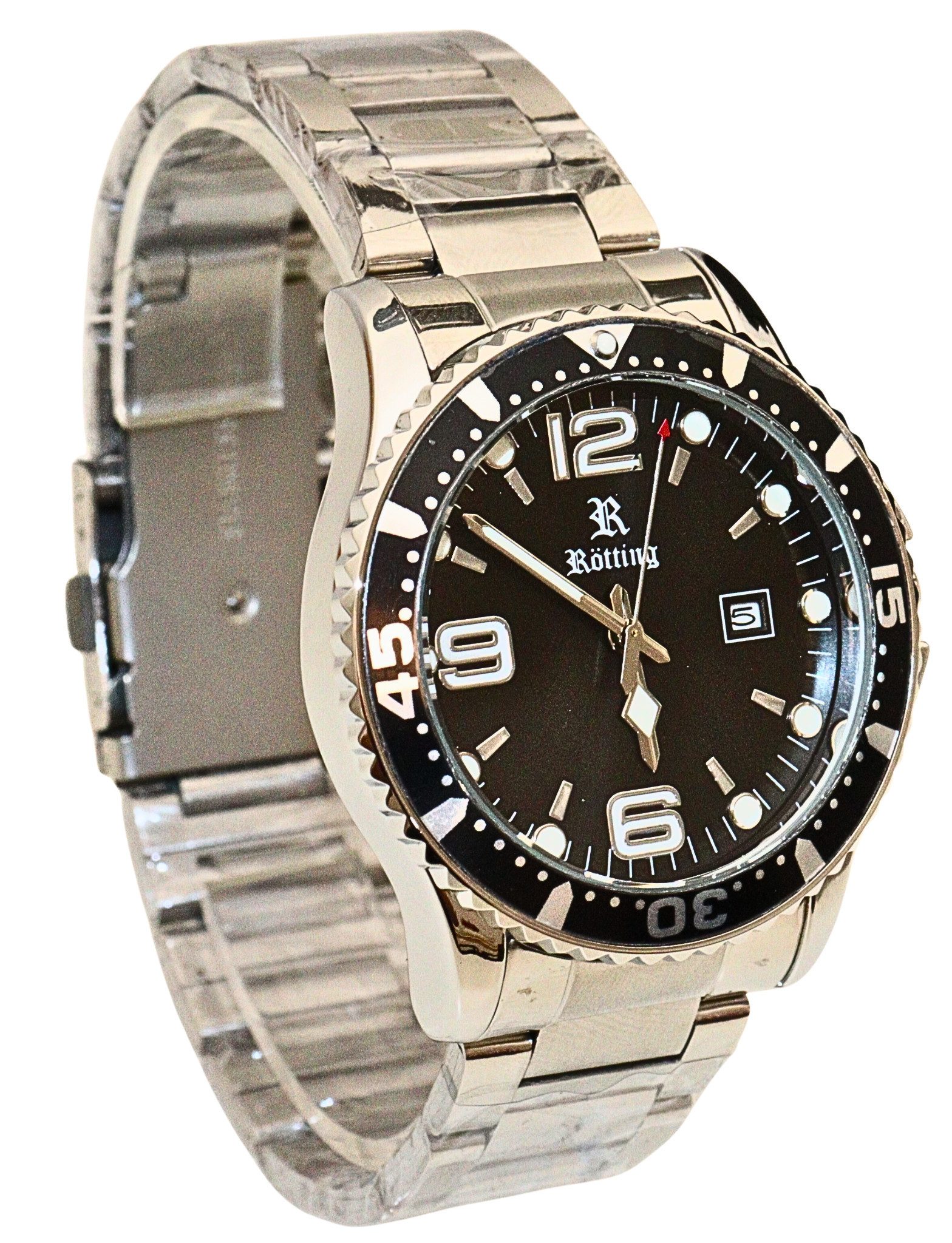 Rötting Design Quarzuhr Herrenuhr Datumsanzeige schwarze Lünette zum Drehen günstig online kaufen